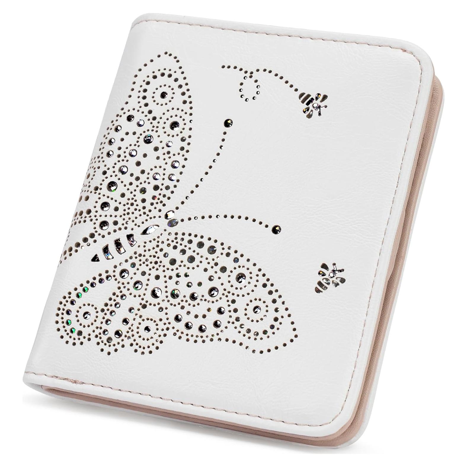Cartera RFID Bifold KITEVIUN Blanca para Mujeres Compacta