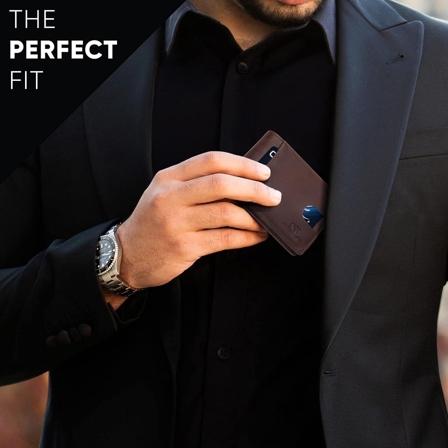 Cartera Bifold de Cuero Genuino SERMAN BRANDS con Bloqueo RFID