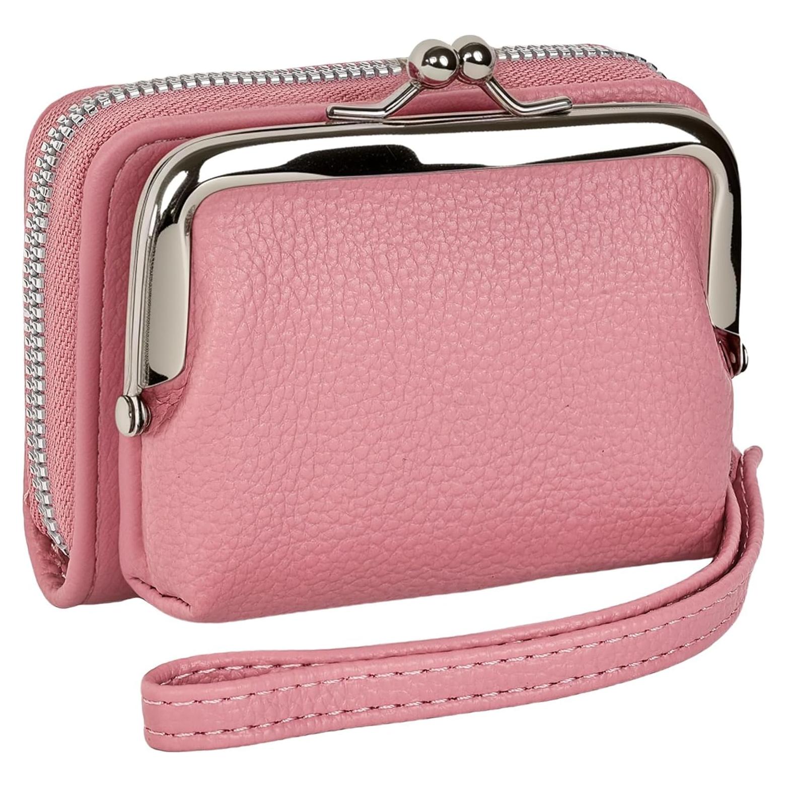 Cartera de Muñeca Huikeya Rosa con Bloqueo RFID y Monedero