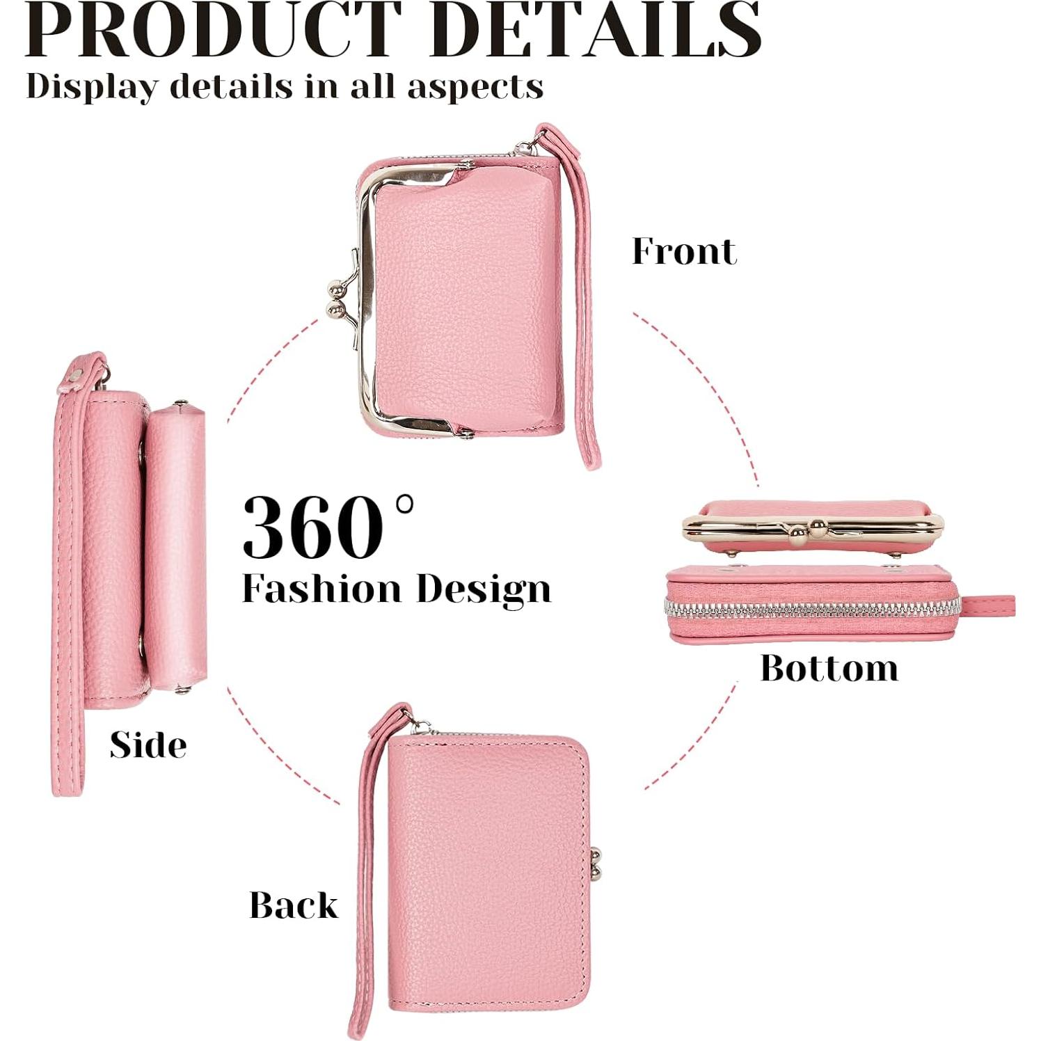 Cartera de Muñeca Huikeya Rosa con Bloqueo RFID y Monedero