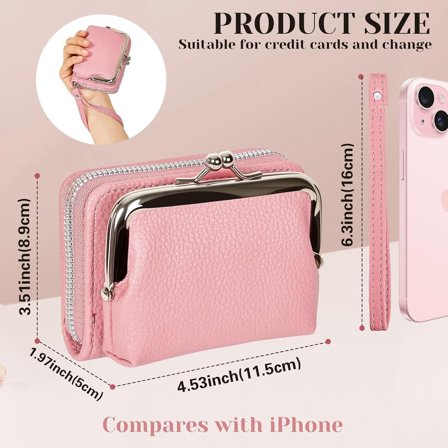 Cartera de Muñeca Huikeya Rosa con Bloqueo RFID y Monedero