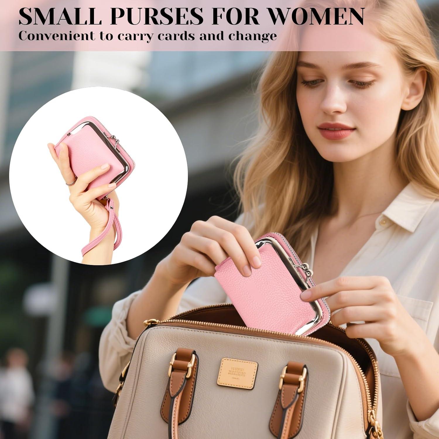 Cartera de Muñeca Huikeya Rosa con Bloqueo RFID y Monedero