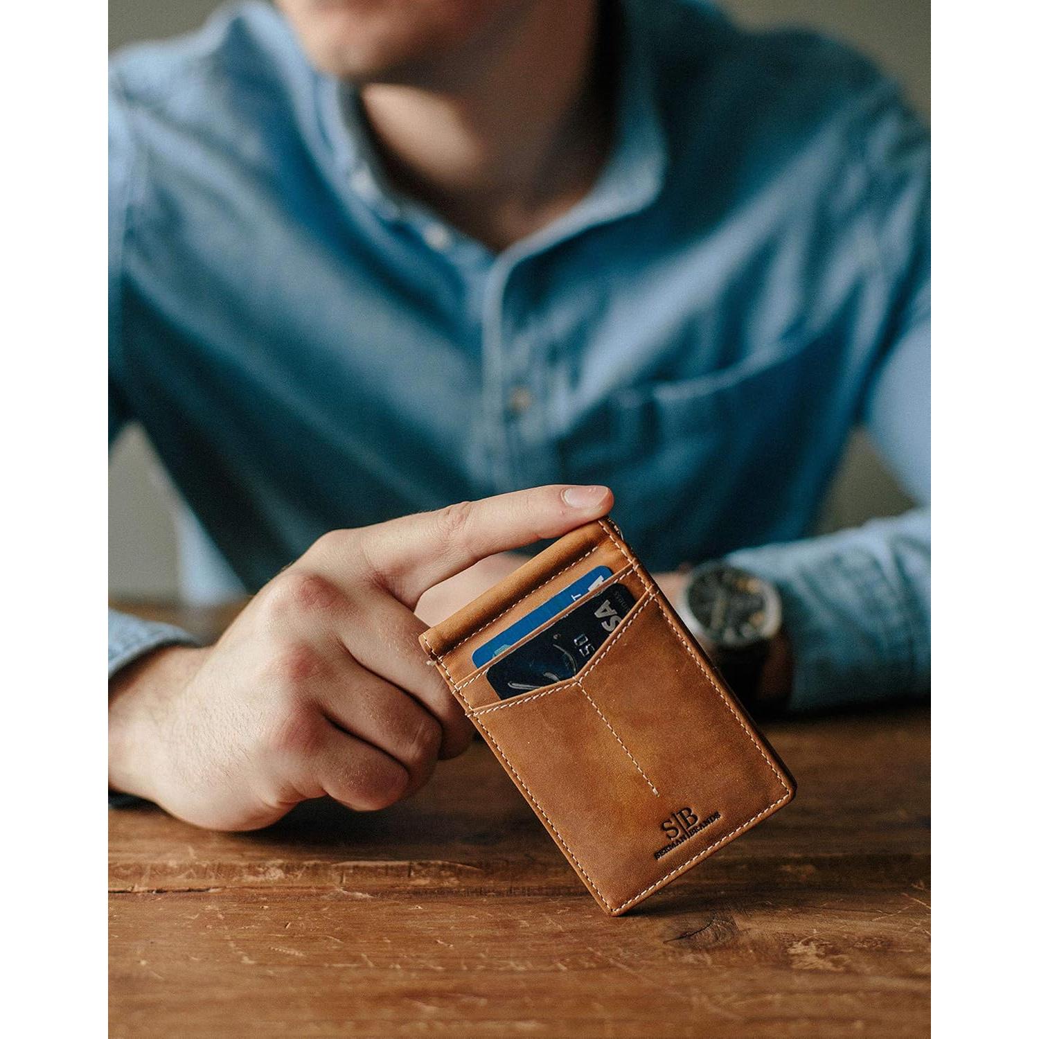 Cartera delgada SERMAN BRANDS Rogue - Cuero genuino, bloqueadora RFID