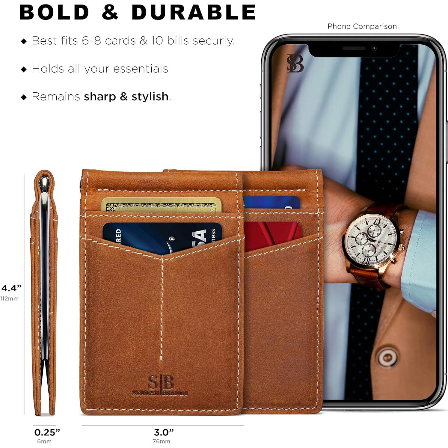 Cartera delgada SERMAN BRANDS Rogue - Cuero genuino, bloqueadora RFID