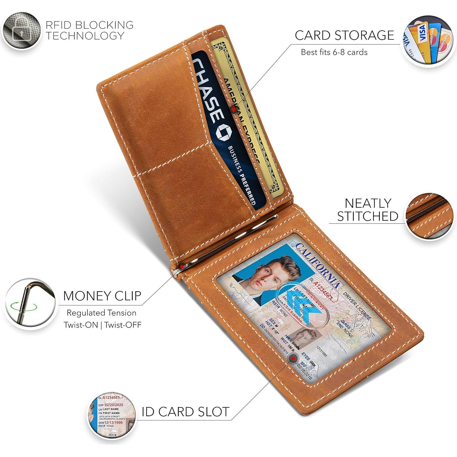 Cartera delgada SERMAN BRANDS Rogue - Cuero genuino, bloqueadora RFID