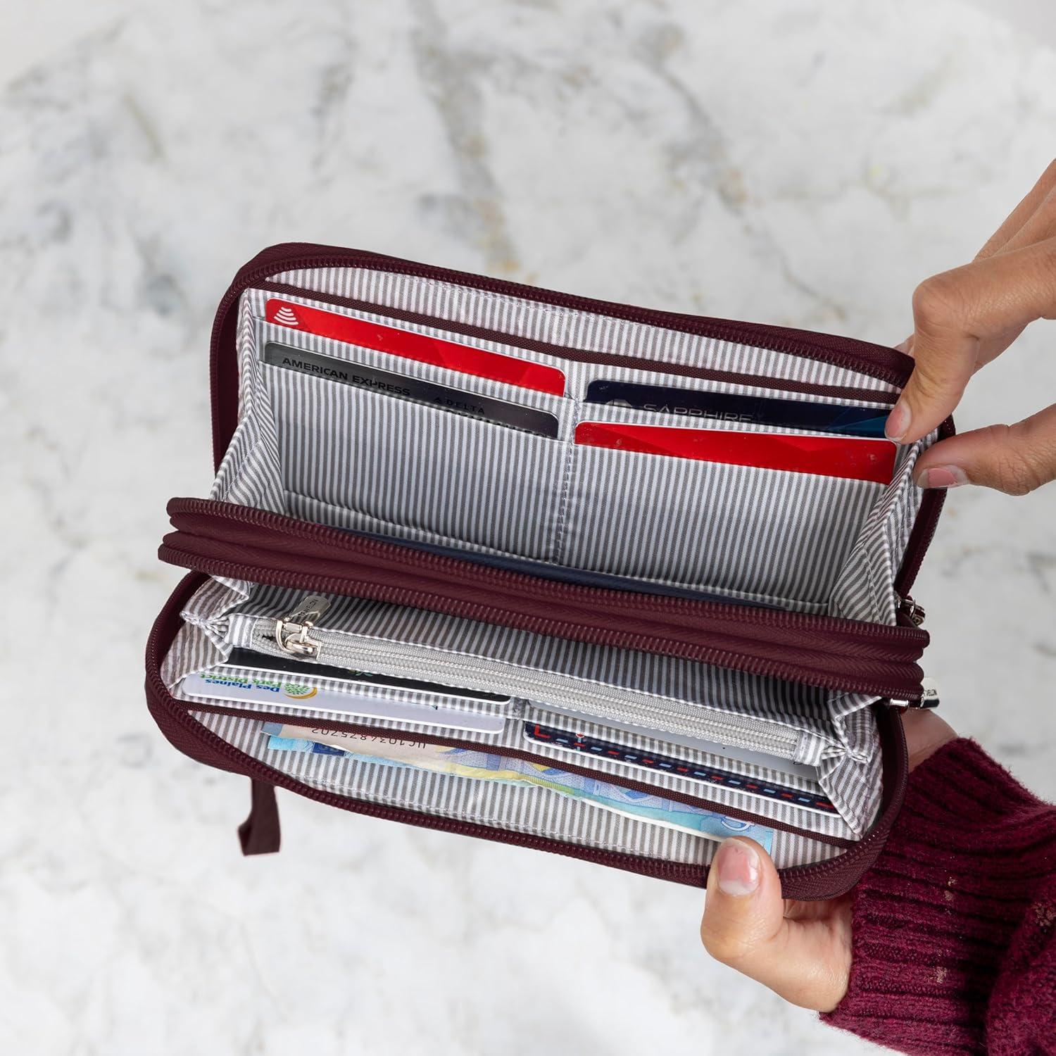 Billetera Travelon Doble Cierre con Bloqueo RFID Unisex