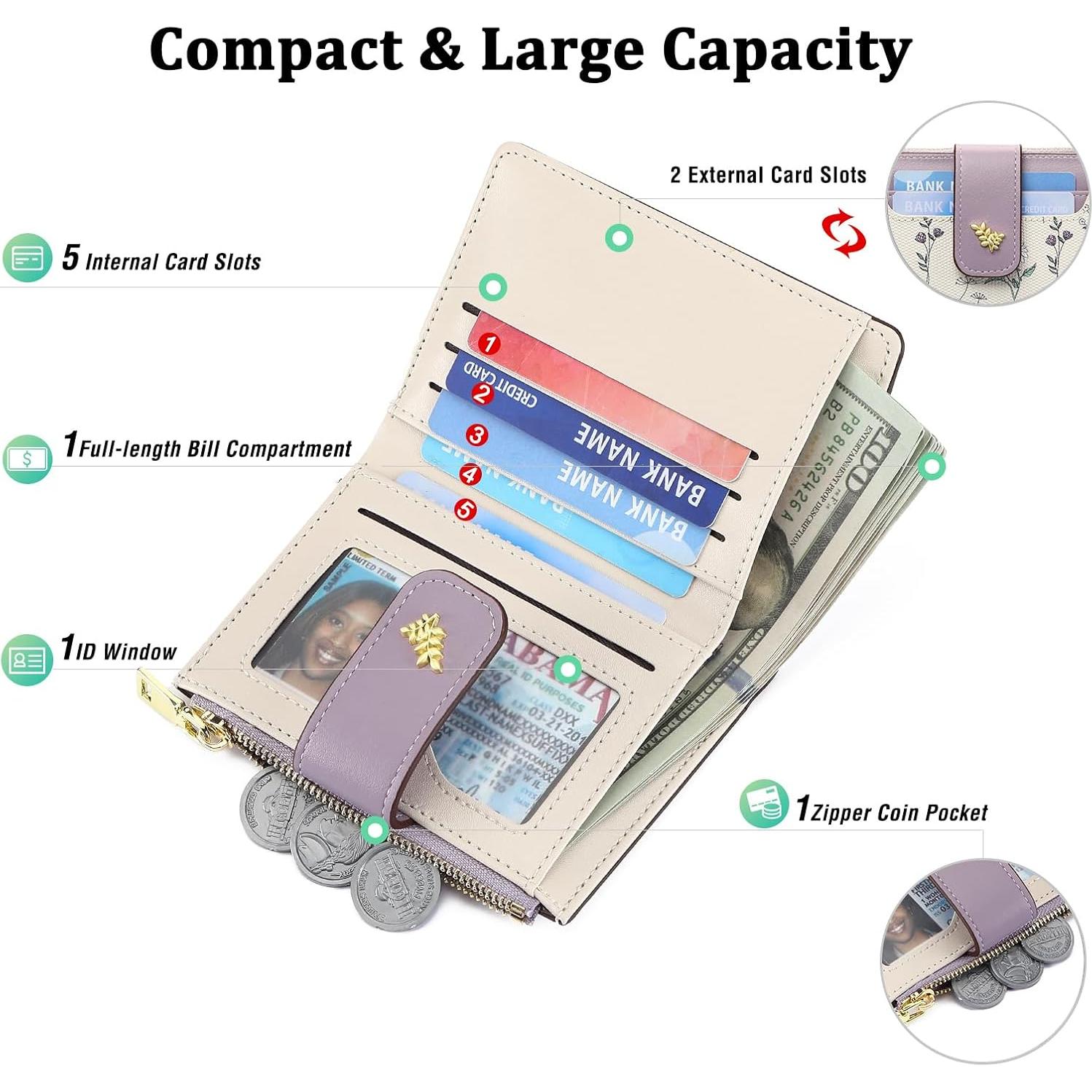 Cartera Bifold GAEKEAO para Mujeres con Bloqueo RFID - Púrpura y Blanco