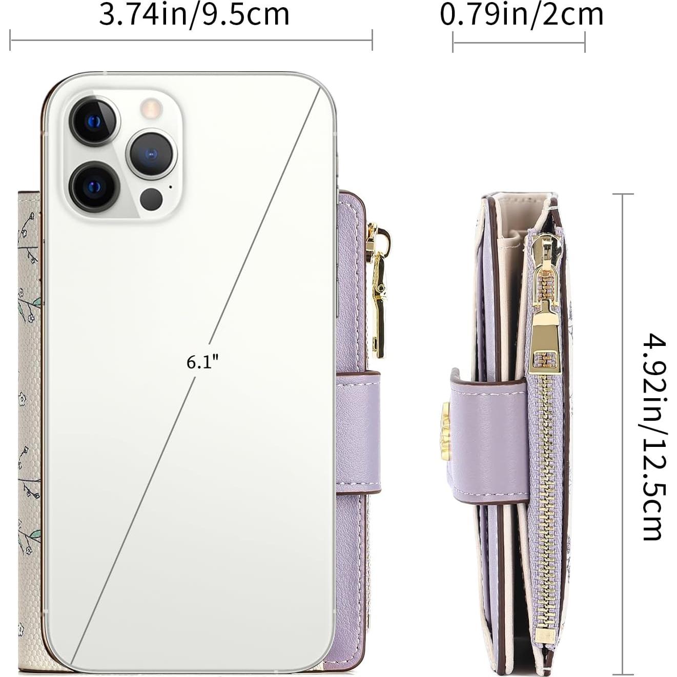 Cartera Bifold GAEKEAO para Mujeres con Bloqueo RFID - Púrpura y Blanco