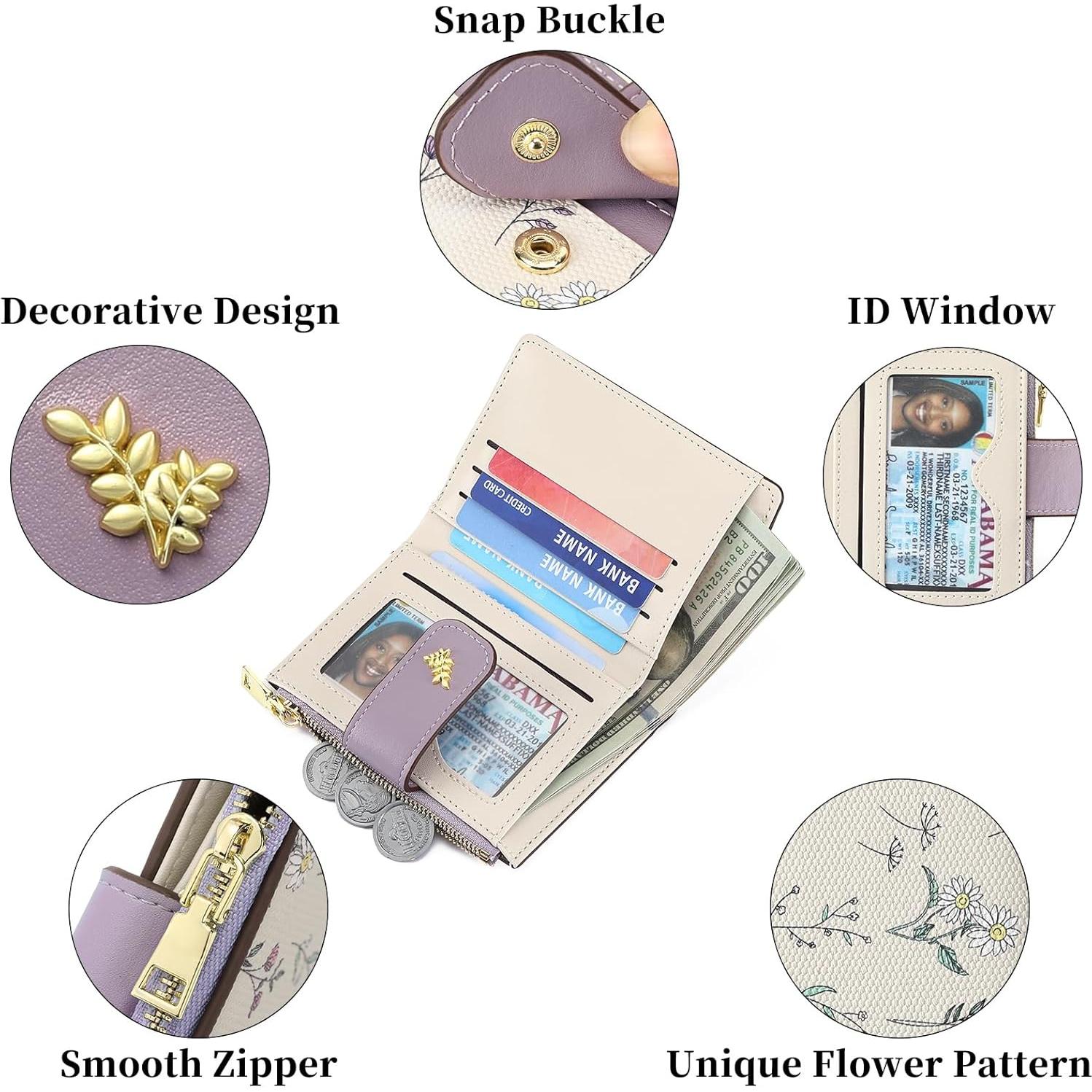 Cartera Bifold GAEKEAO para Mujeres con Bloqueo RFID - Púrpura y Blanco