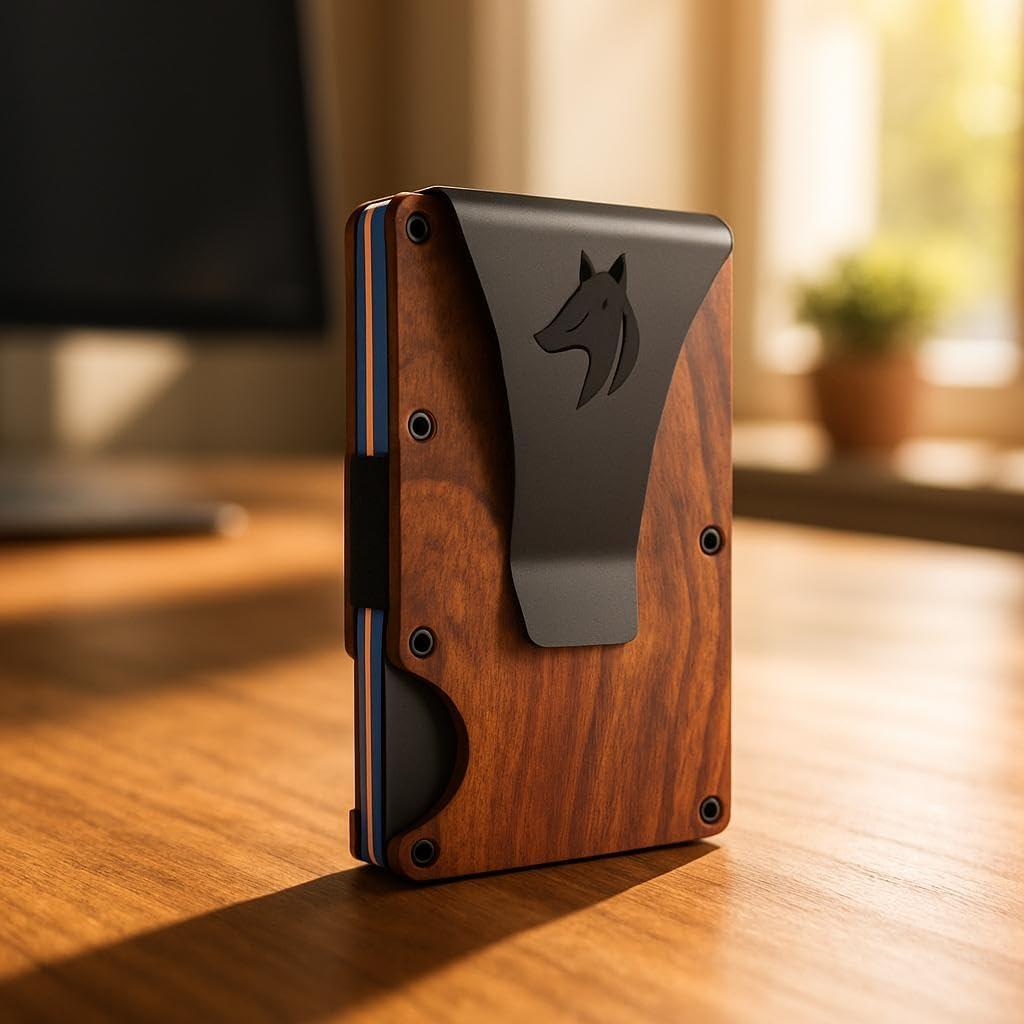 Cartera de Metal TRAVELINGO para Hombres RFID Slim Nogal