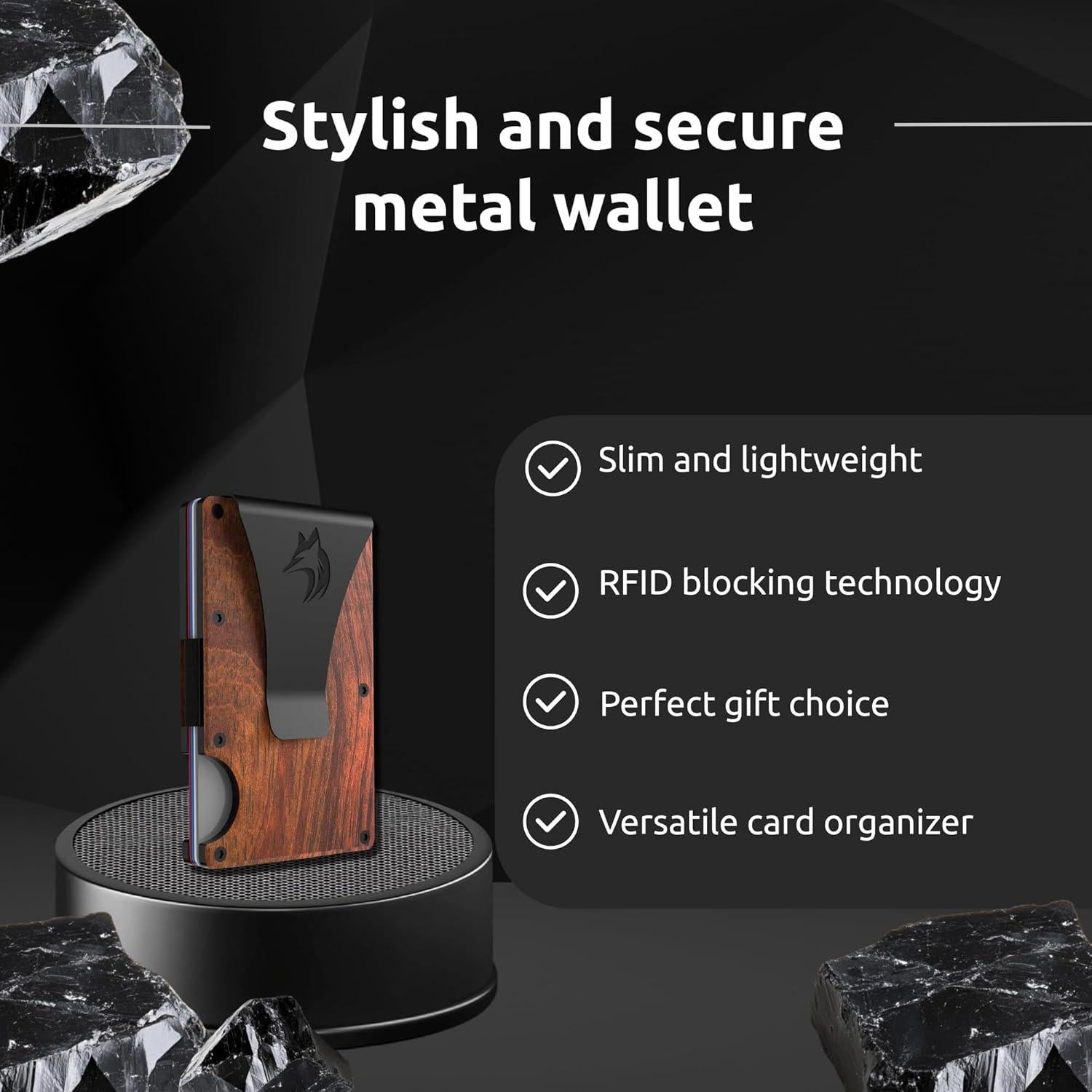 Cartera de Metal TRAVELINGO para Hombres RFID Slim Nogal