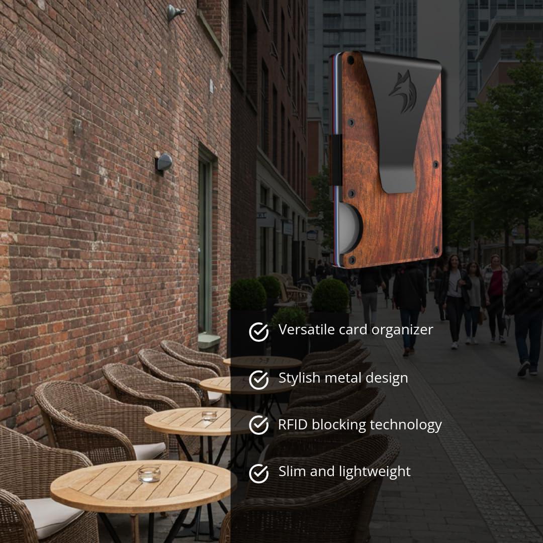 Cartera de Metal TRAVELINGO para Hombres RFID Slim Nogal