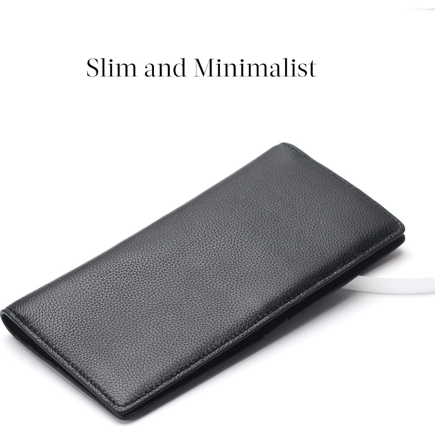 Cartera Bveyzi de Cuero Genuino RFID para Mujeres - Negro