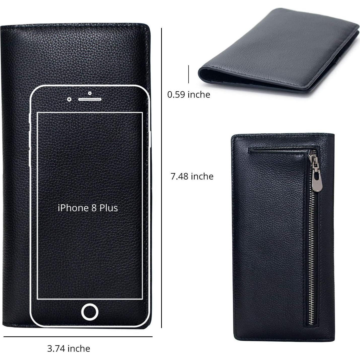 Cartera Bveyzi de Cuero Genuino RFID para Mujeres - Negro