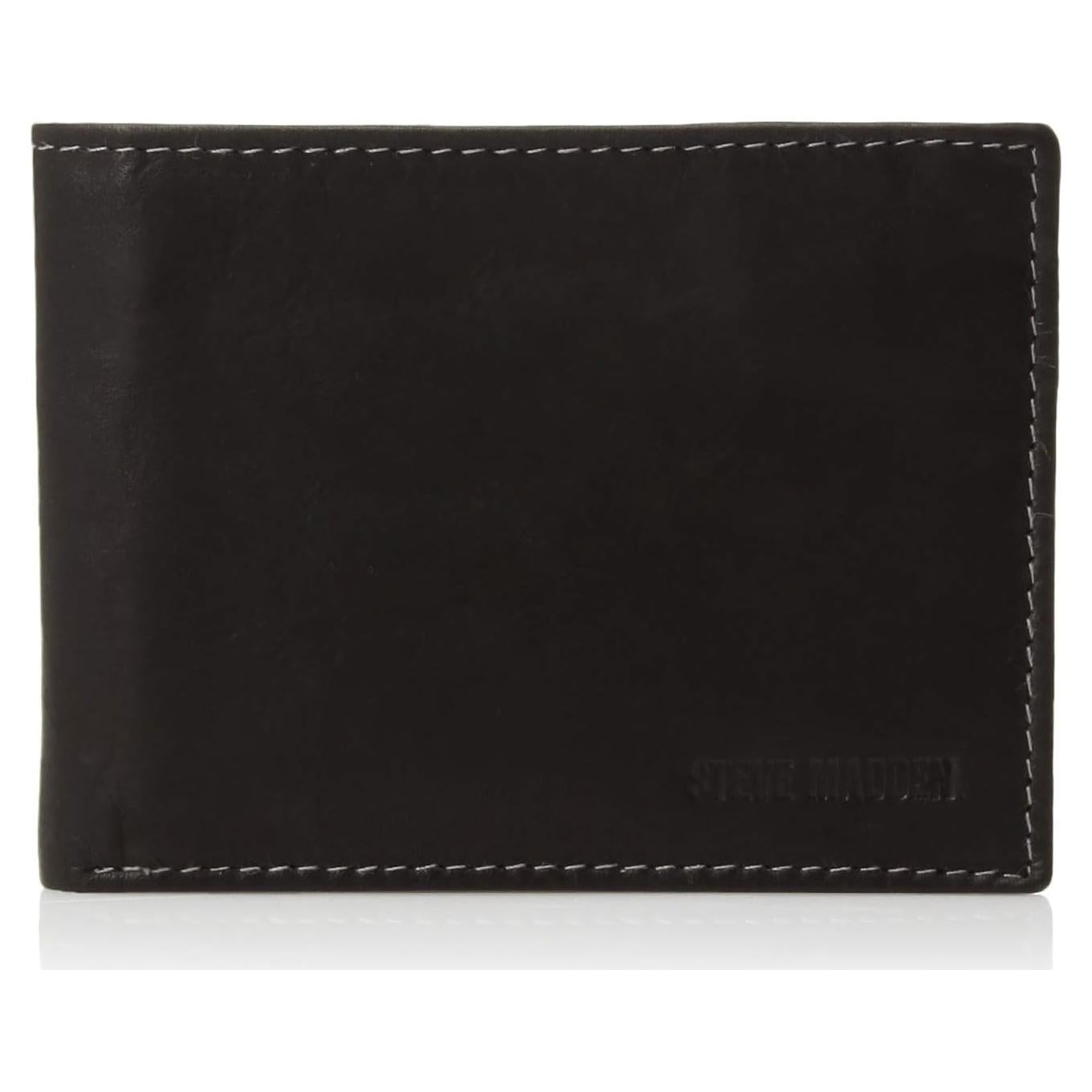 Cartera de Cuero Slim Steve Madden para Hombre - Negra