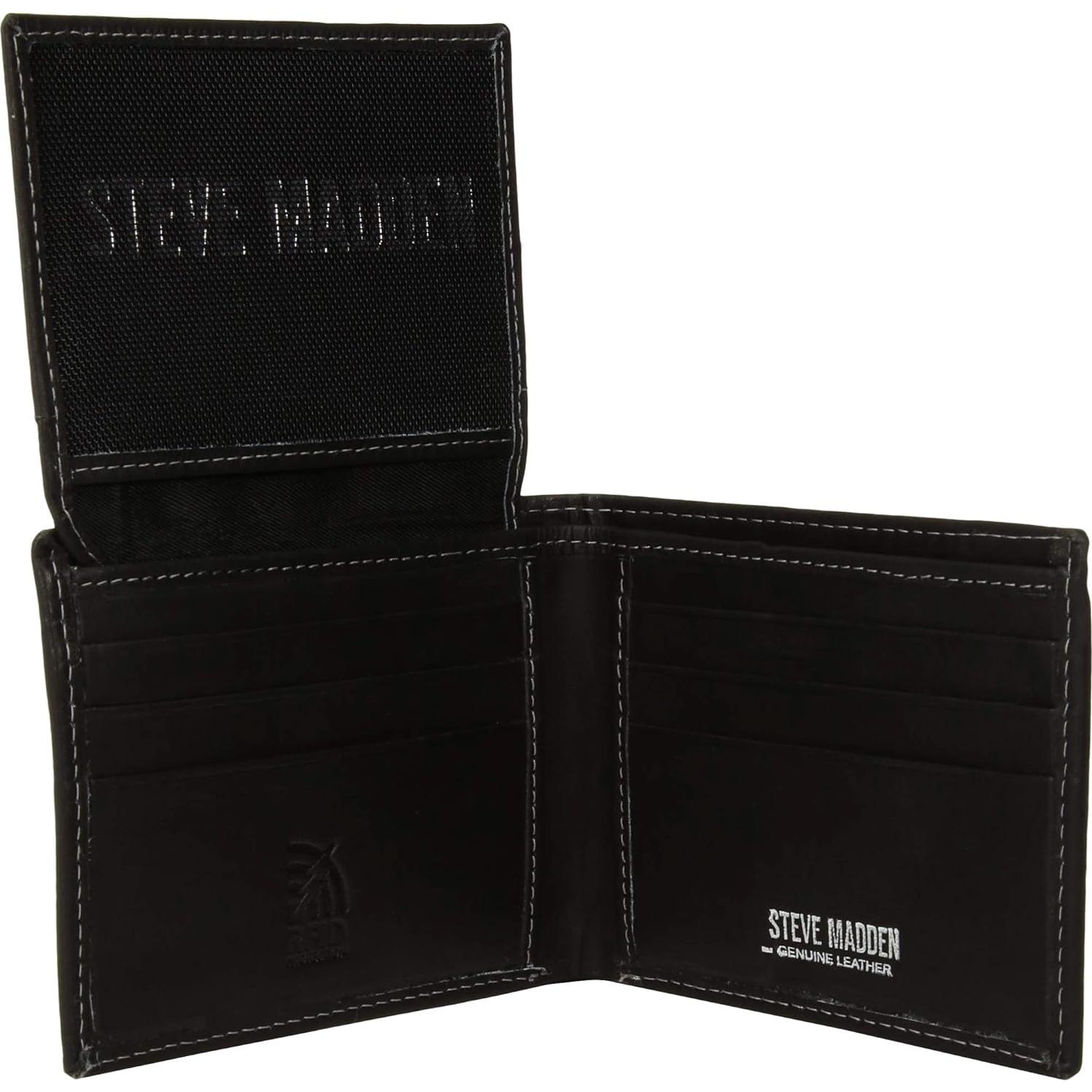 Cartera de Cuero Slim Steve Madden para Hombre - Negra