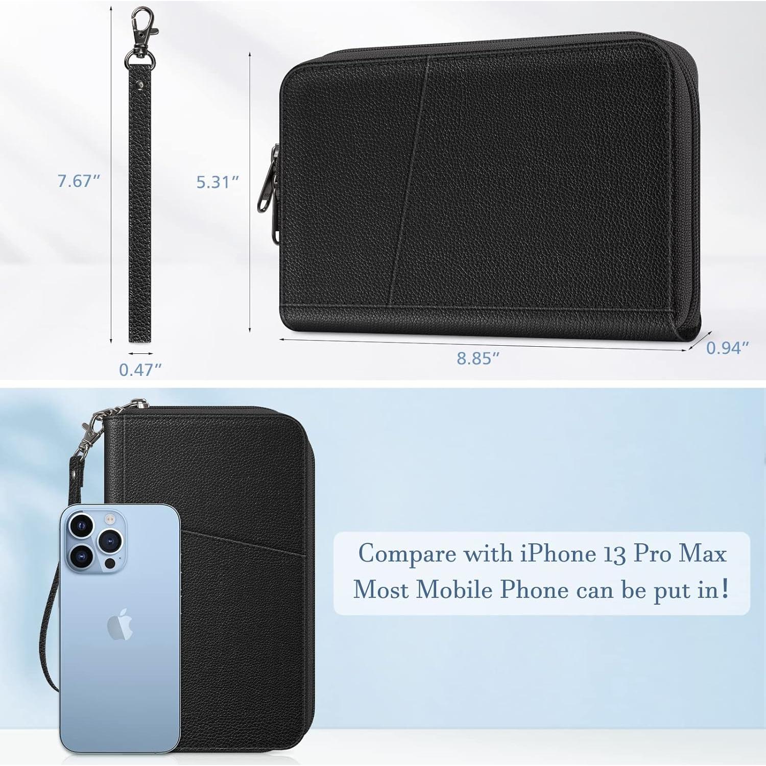 Billetera Organizador de Pasaportes Fintie APPA - RFID, Unisex, Negro