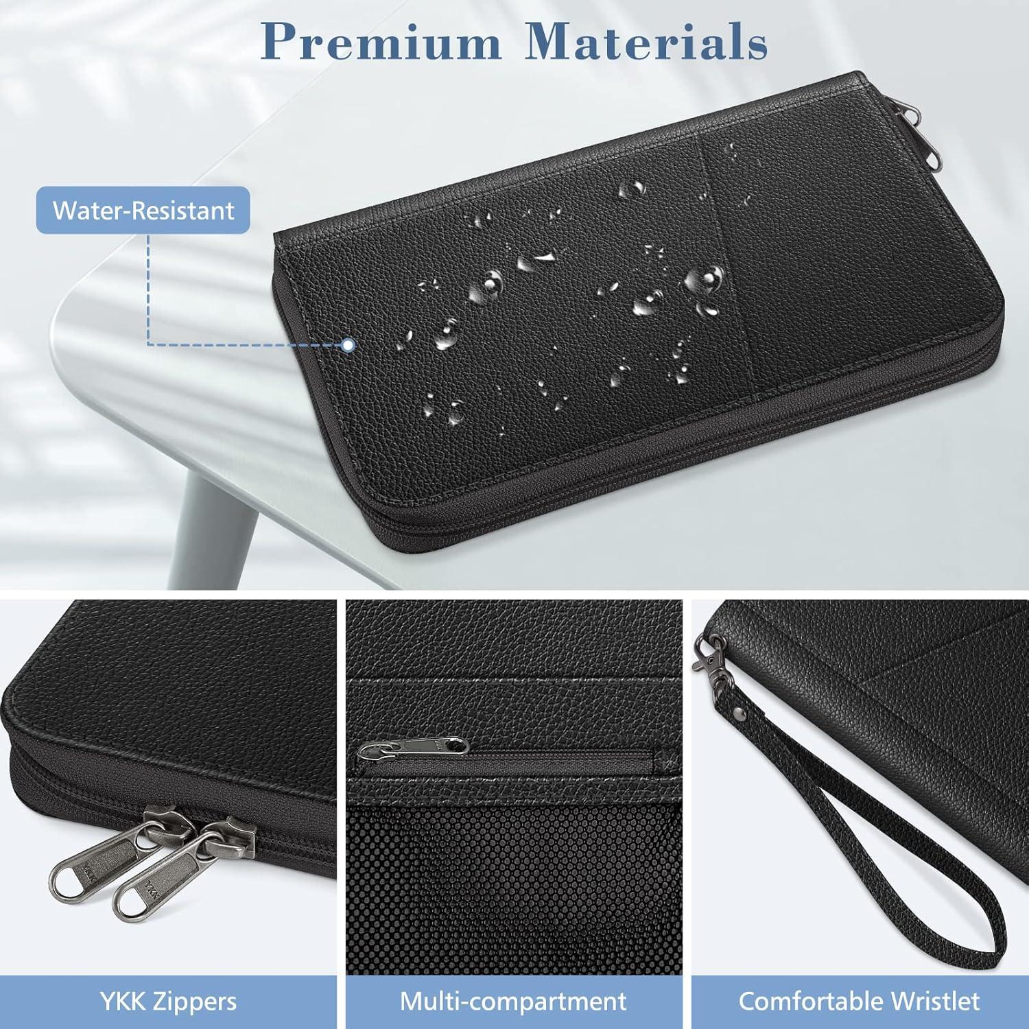 Billetera Organizador de Pasaportes Fintie APPA - RFID, Unisex, Negro