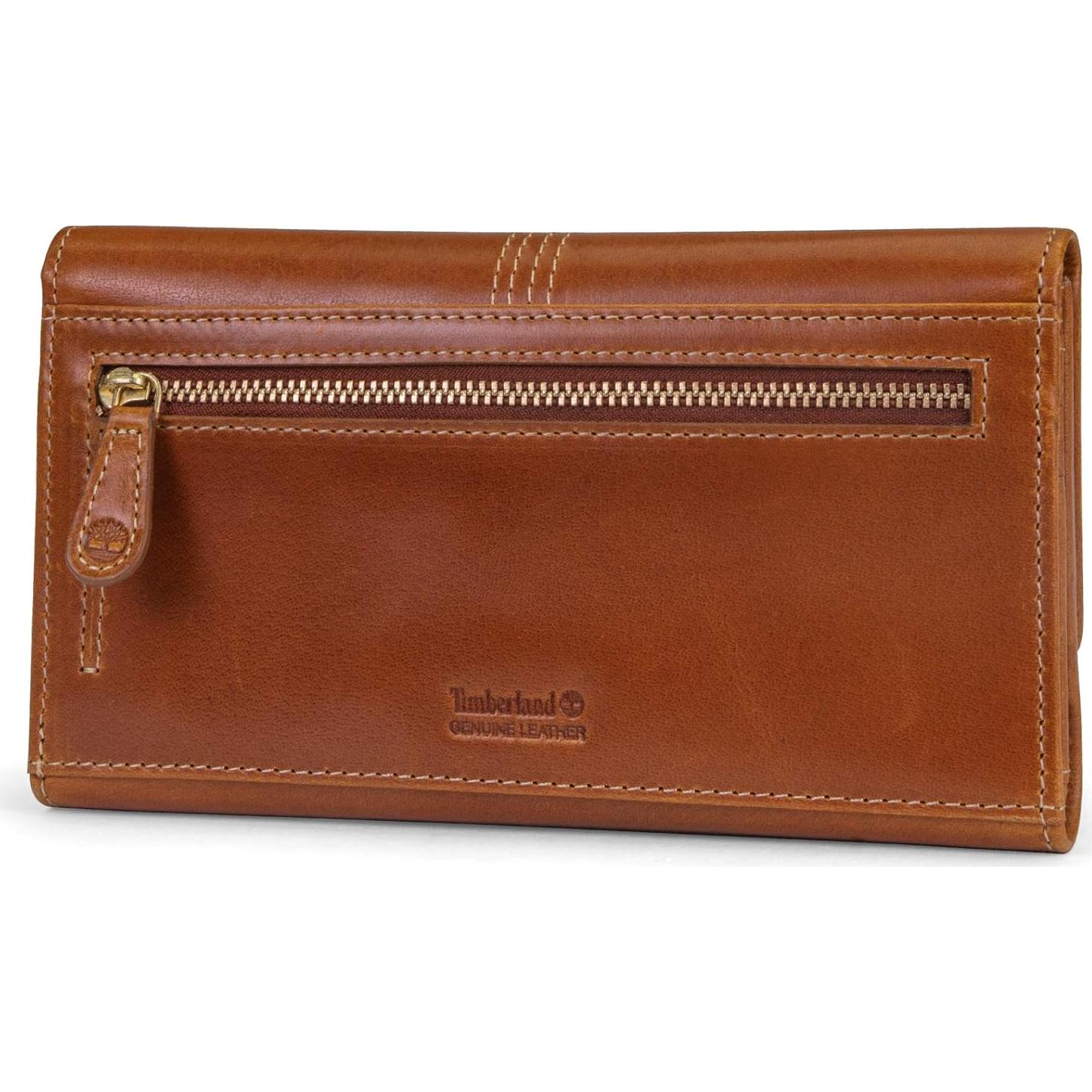 Cartera Clutch de Cuero RFID Timberland para Mujeres Cognac