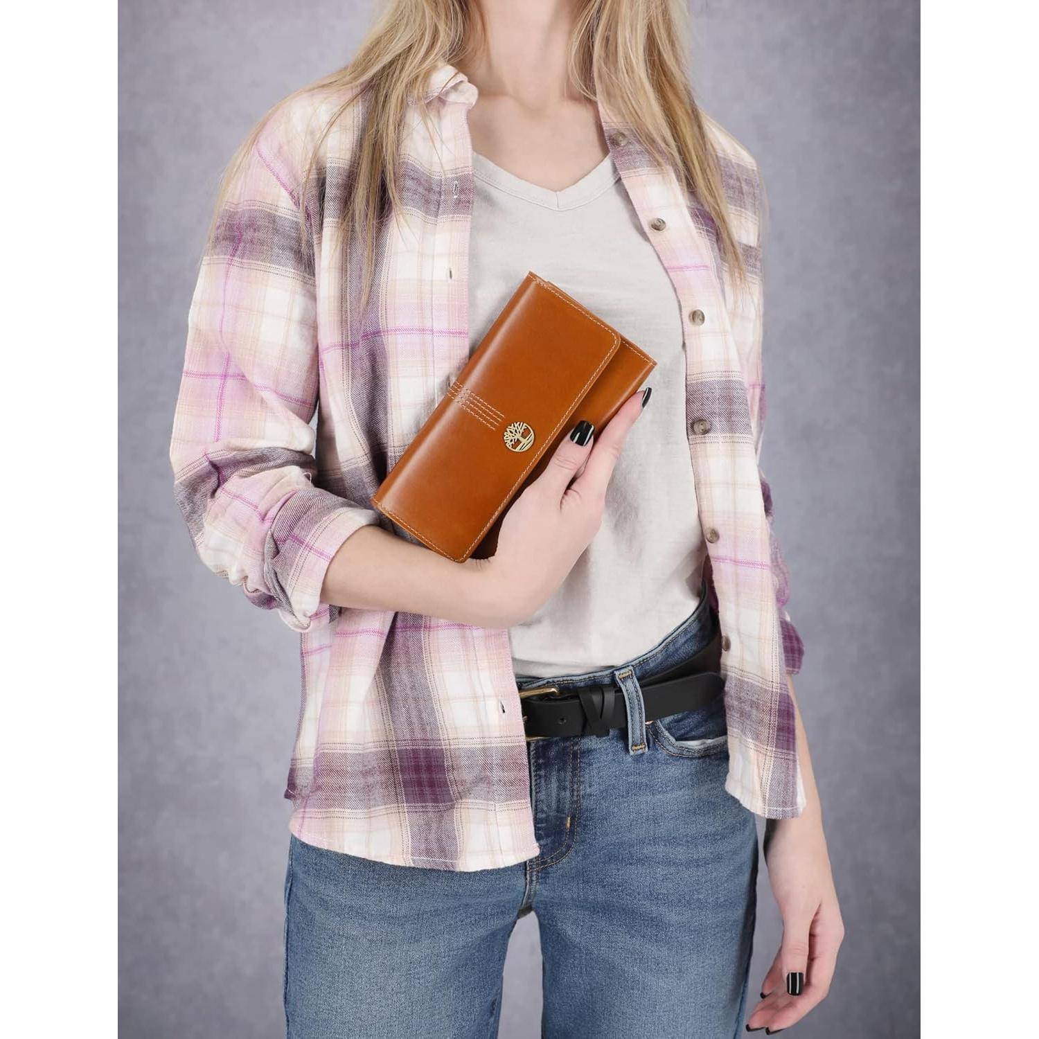 Cartera Clutch de Cuero RFID Timberland para Mujeres Cognac