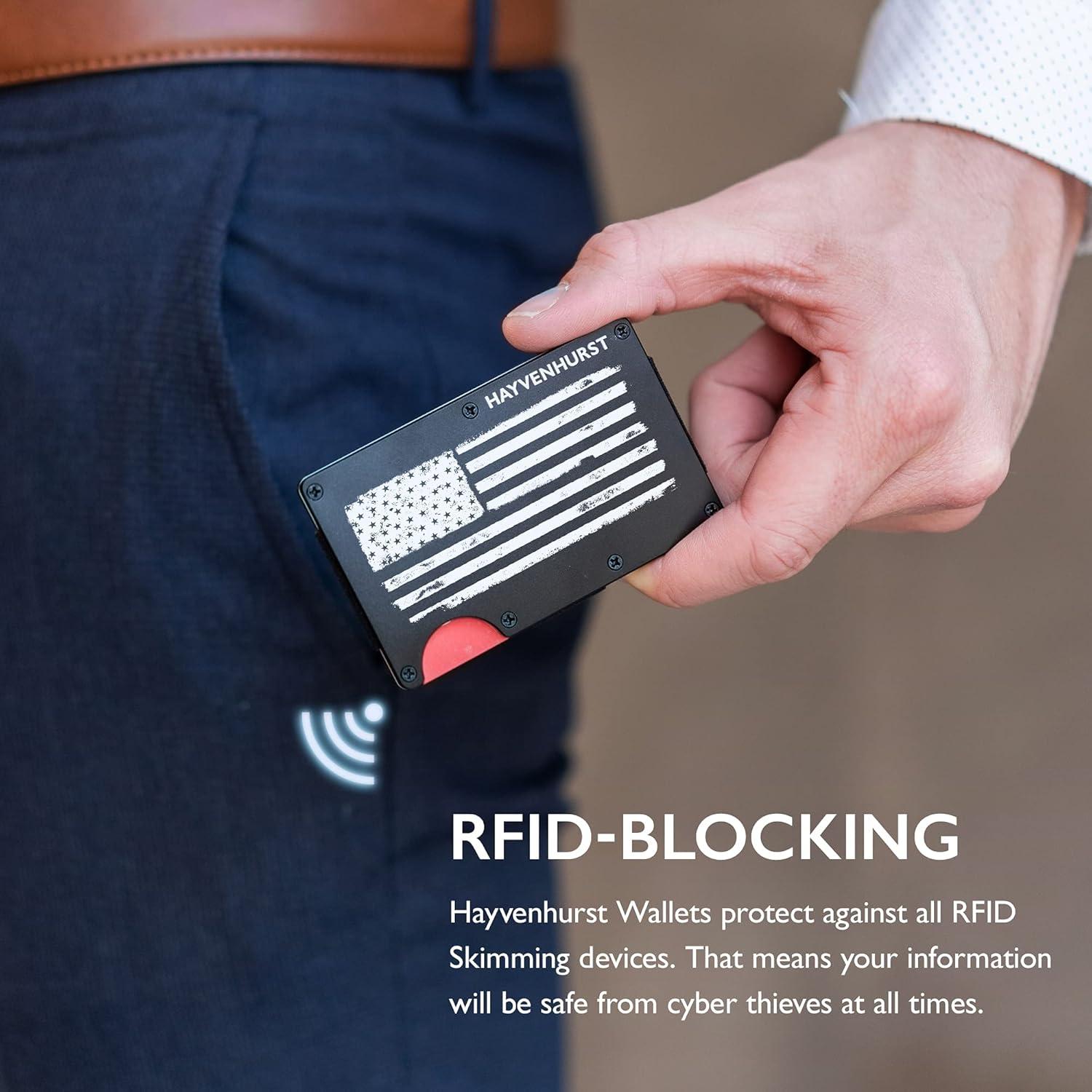 Billetera delgada Hayvenhurst para hombres - Clip para dinero, bloquea RFID, 12 tarjetas
