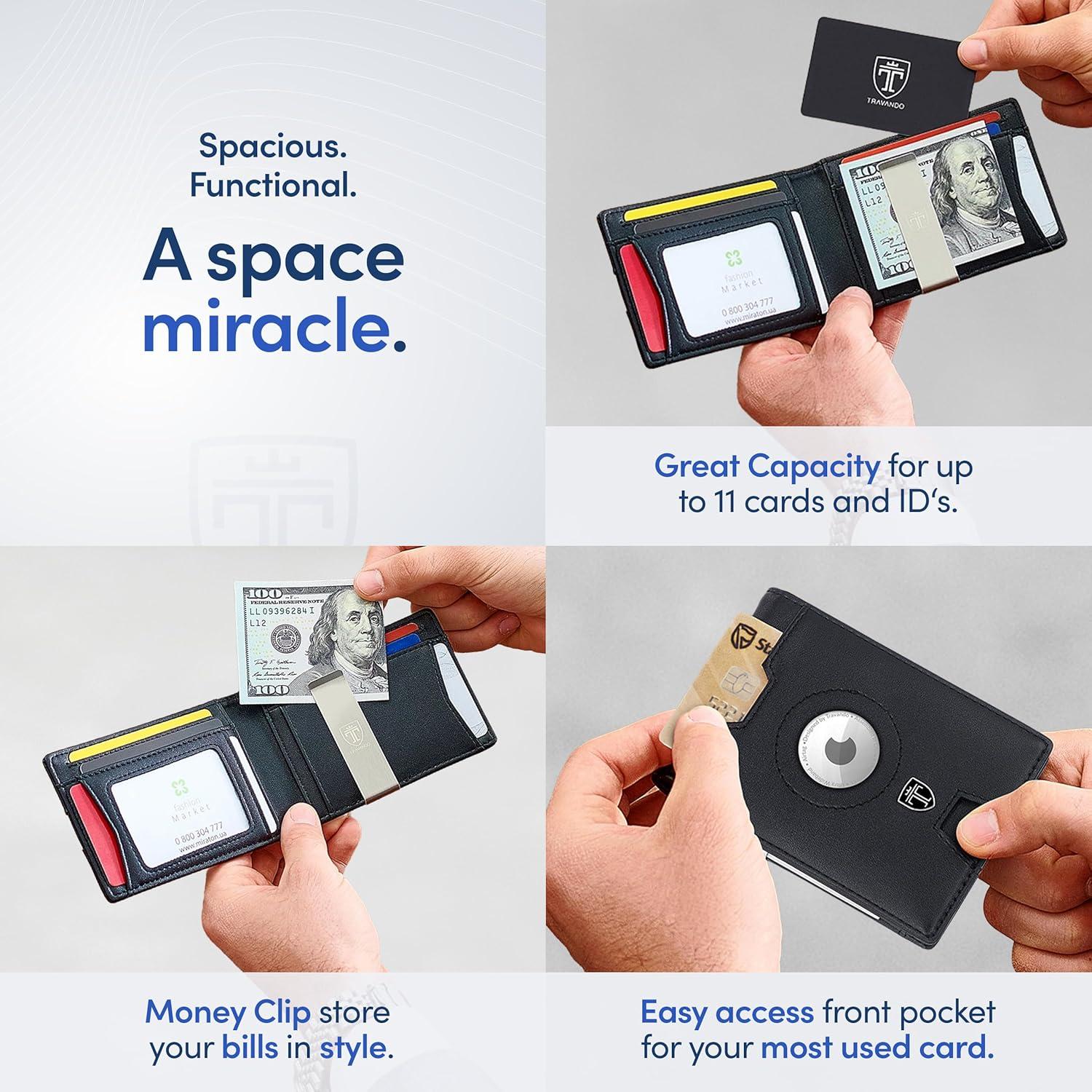 Cartera Minimalista Travando con Bloqueo RFID y Clip para Dinero