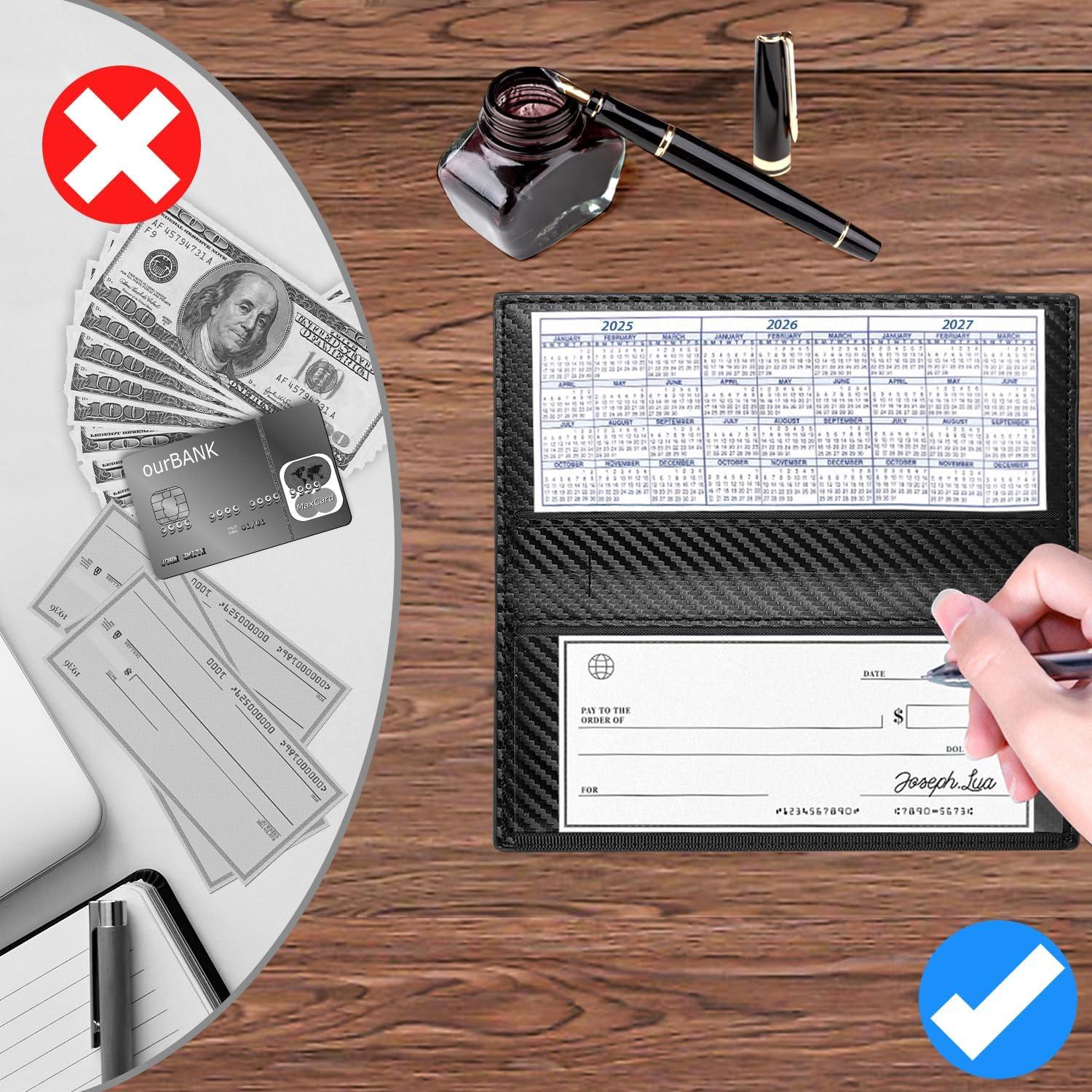 Funda de Chequera de Cuero Premium Casmonal con Bloqueo RFID