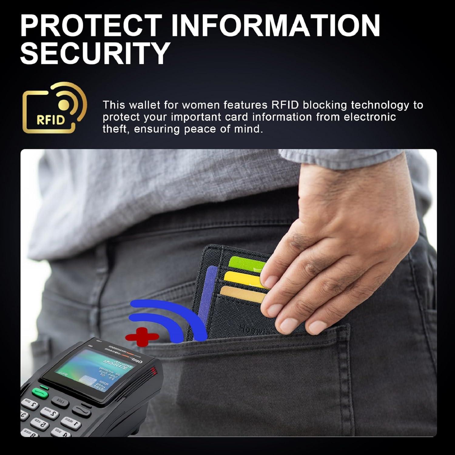 Billetera delgada Hoewina con bloqueo RFID para hombres y mujeres
