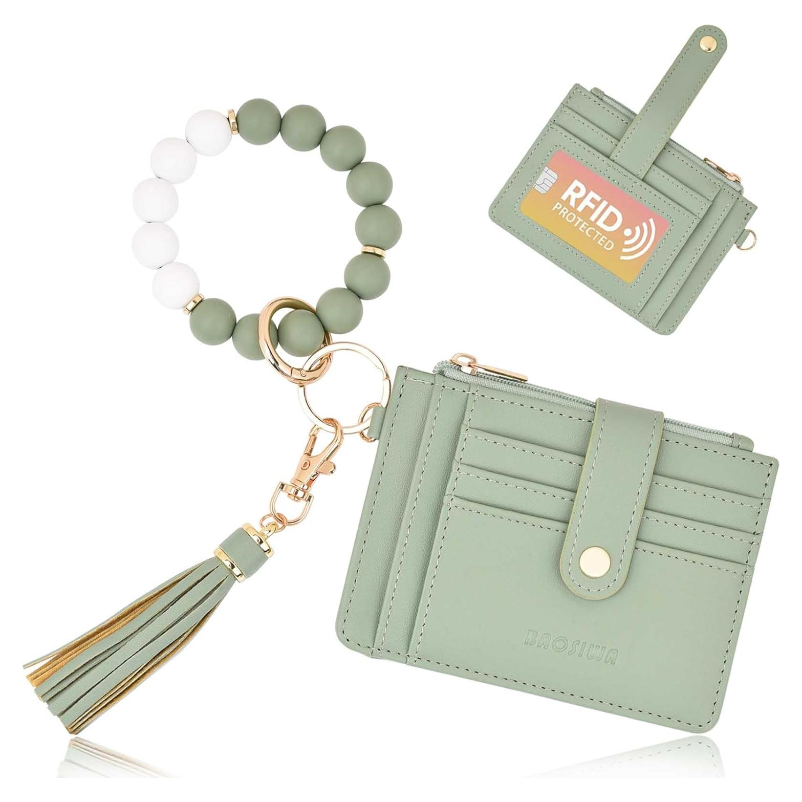Monedero RFID Delgado Verde BAOSIWA con Correa para Muñeca