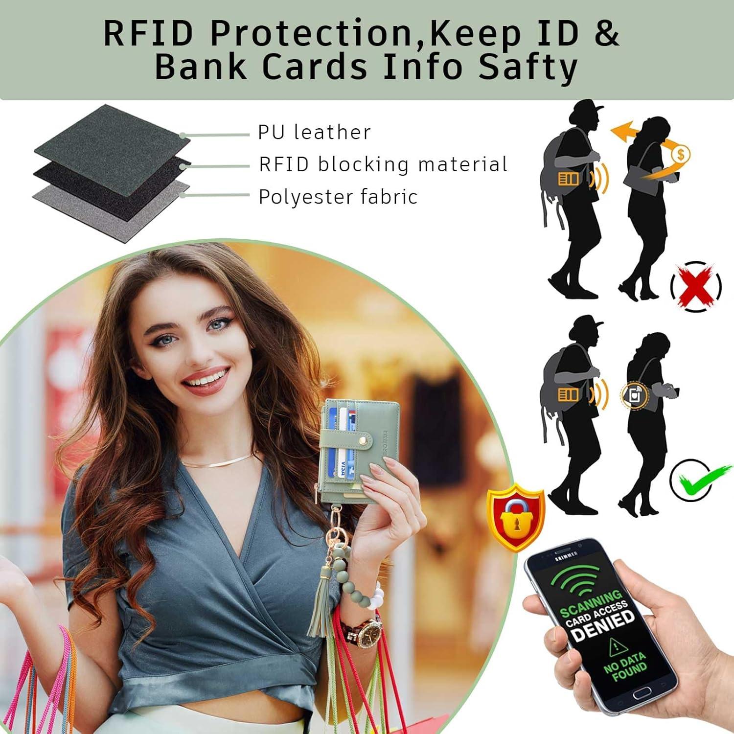 Monedero RFID Delgado Verde BAOSIWA con Correa para Muñeca