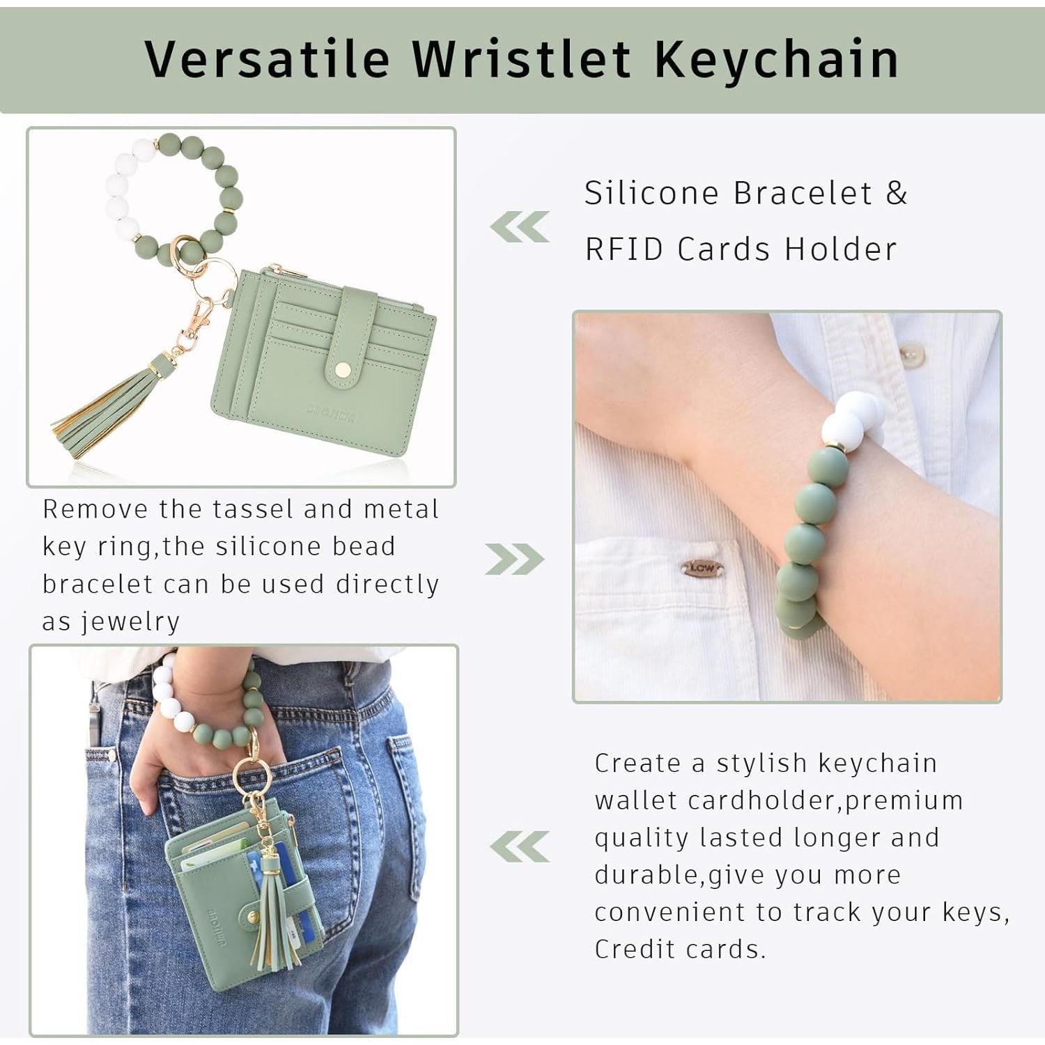 Monedero RFID Delgado Verde BAOSIWA con Correa para Muñeca