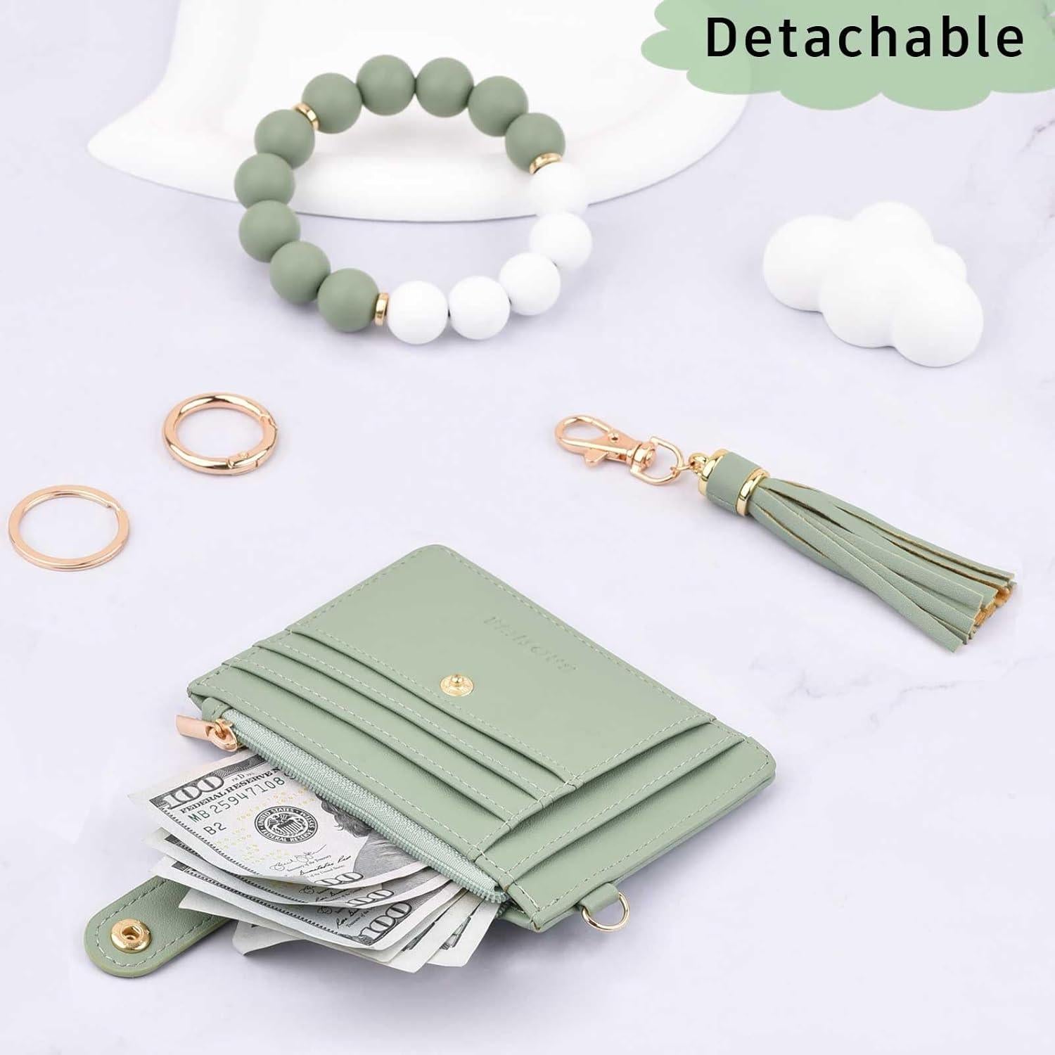 Monedero RFID Delgado Verde BAOSIWA con Correa para Muñeca