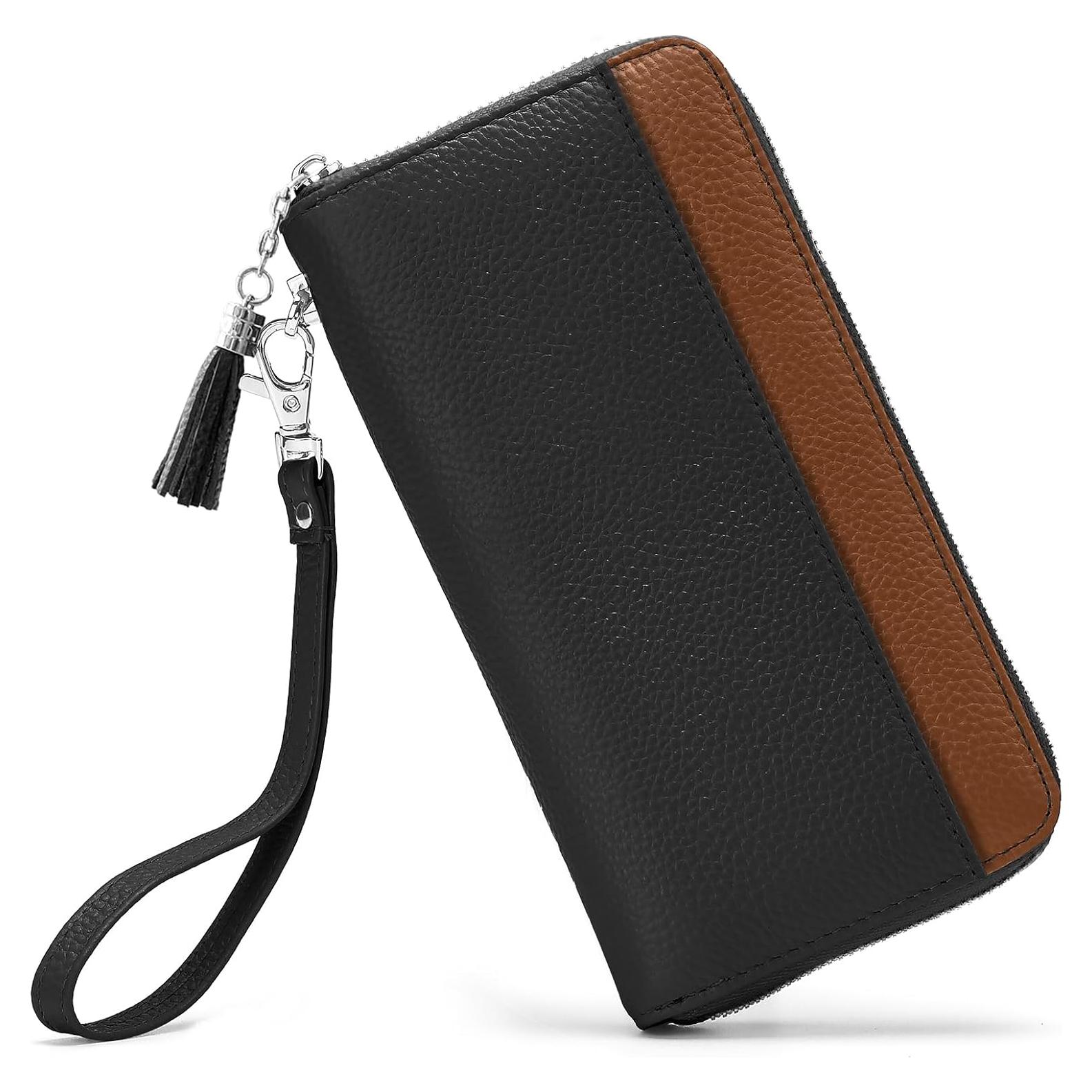 Cartera Larga de Cuero Genuino Moflycom con Bloqueo RFID