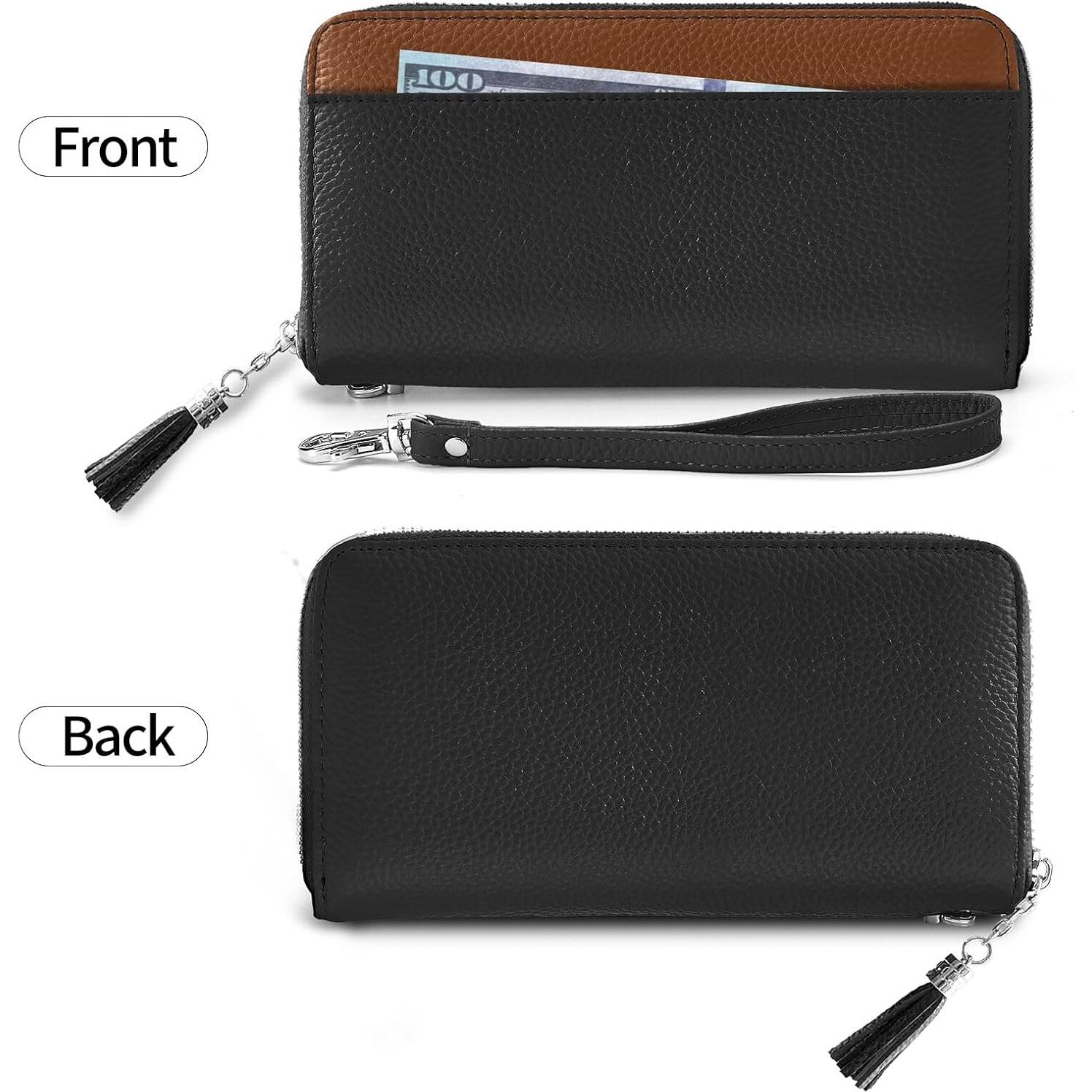 Cartera Larga de Cuero Genuino Moflycom con Bloqueo RFID