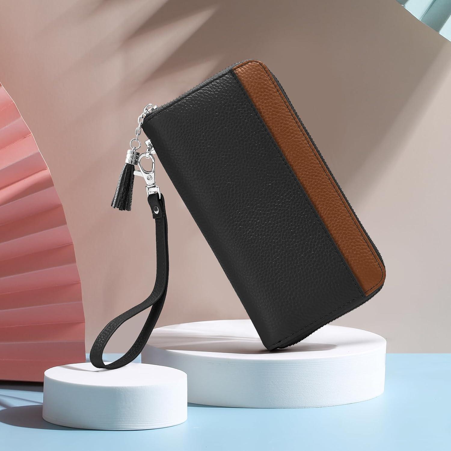 Cartera Larga de Cuero Genuino Moflycom con Bloqueo RFID