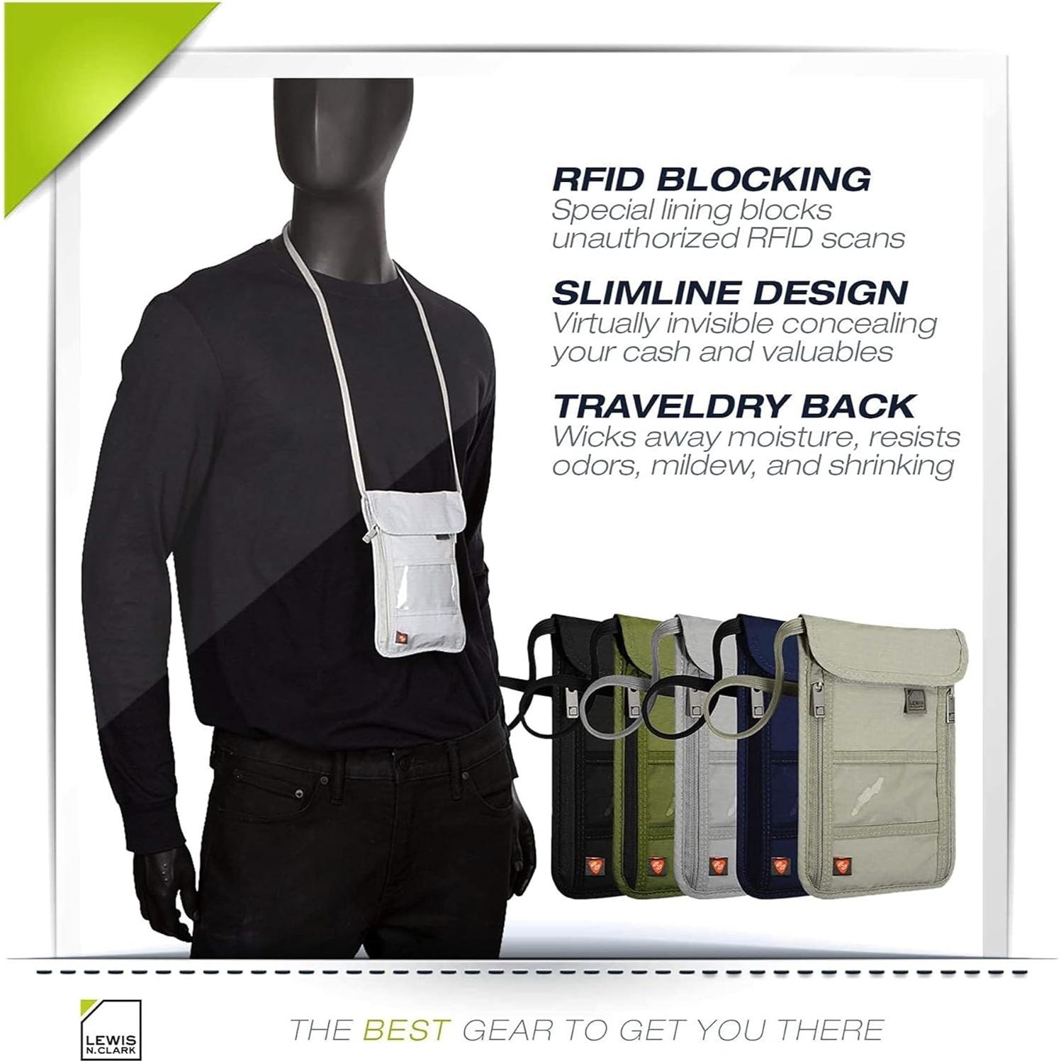 Billetera de bloqueo RFID Lewis N. Clark Oliva 20.3x14 cm