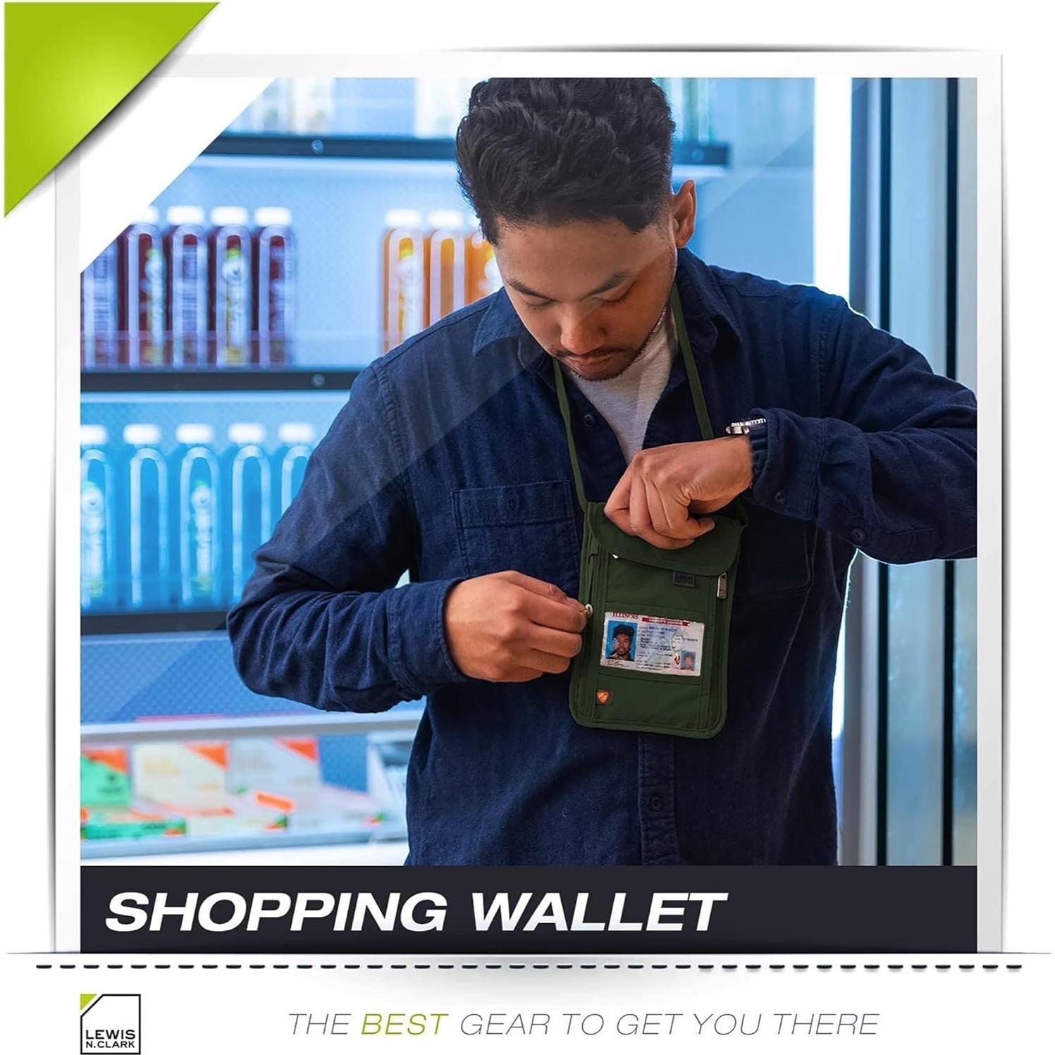 Billetera de bloqueo RFID Lewis N. Clark Oliva 20.3x14 cm