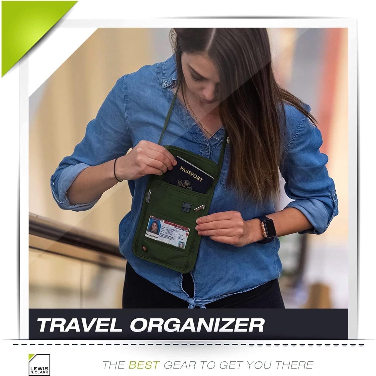 Billetera de bloqueo RFID Lewis N. Clark Oliva 20.3x14 cm