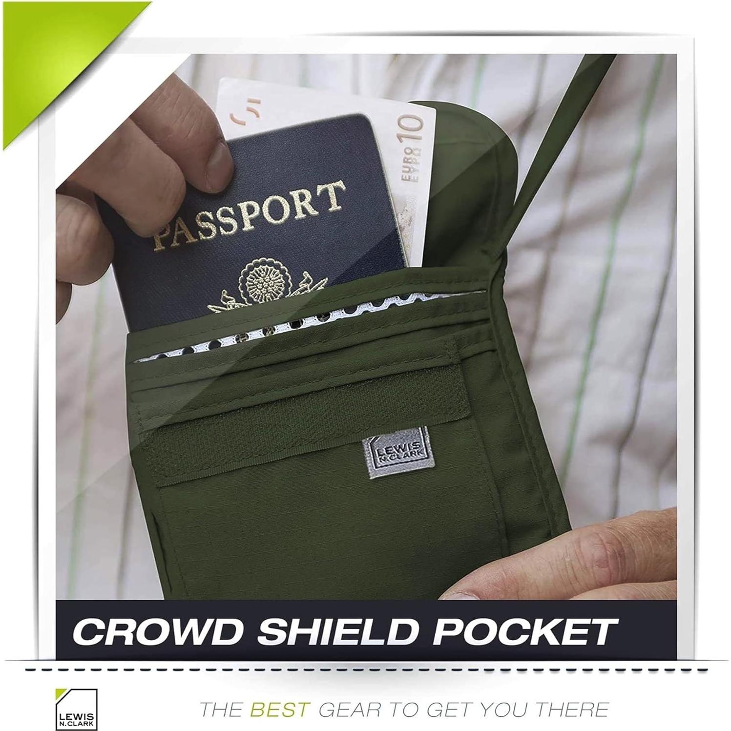 Billetera de bloqueo RFID Lewis N. Clark Oliva 20.3x14 cm