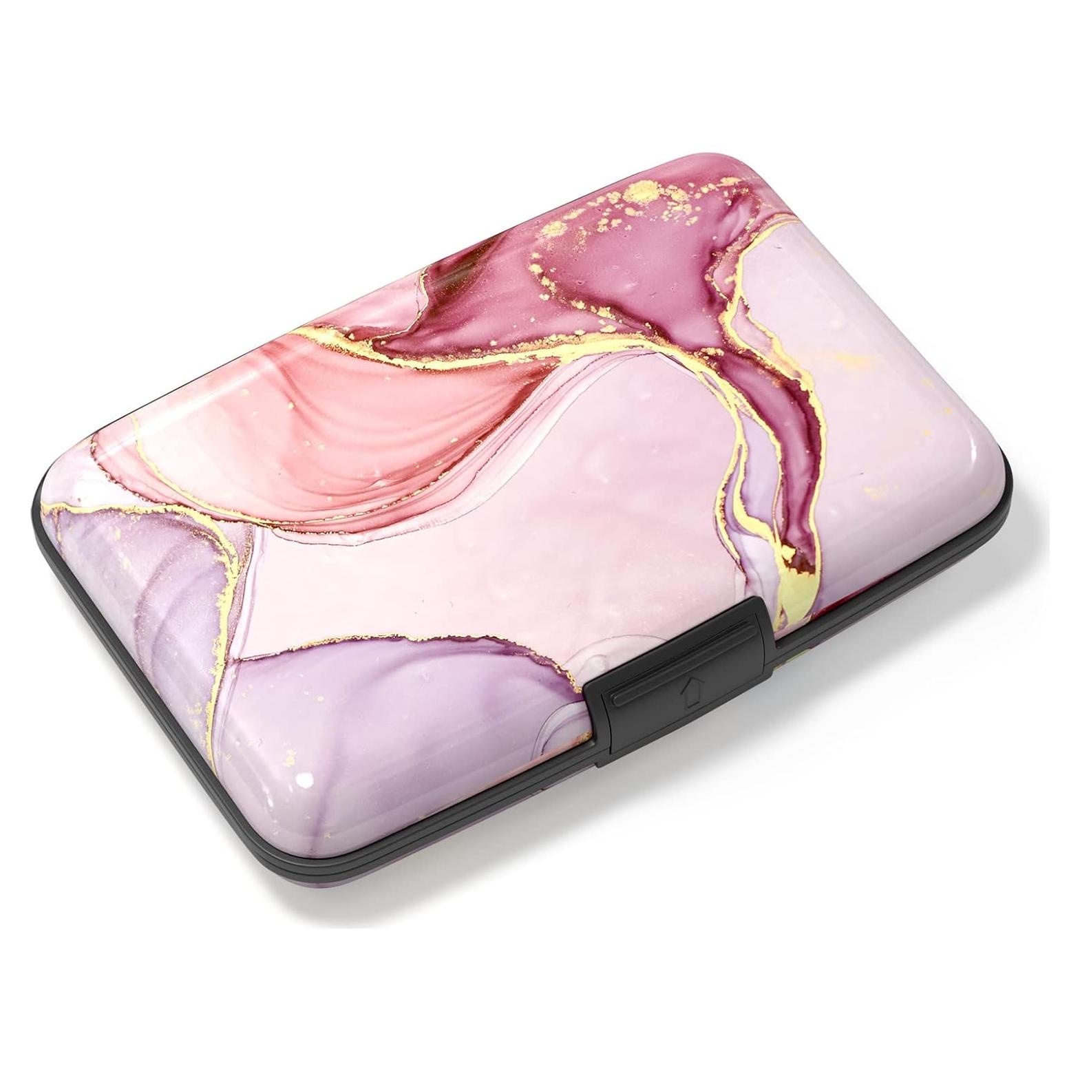 Portatarjetas de Crédito Aluminio Atufsuat Mármol Rosa RFID