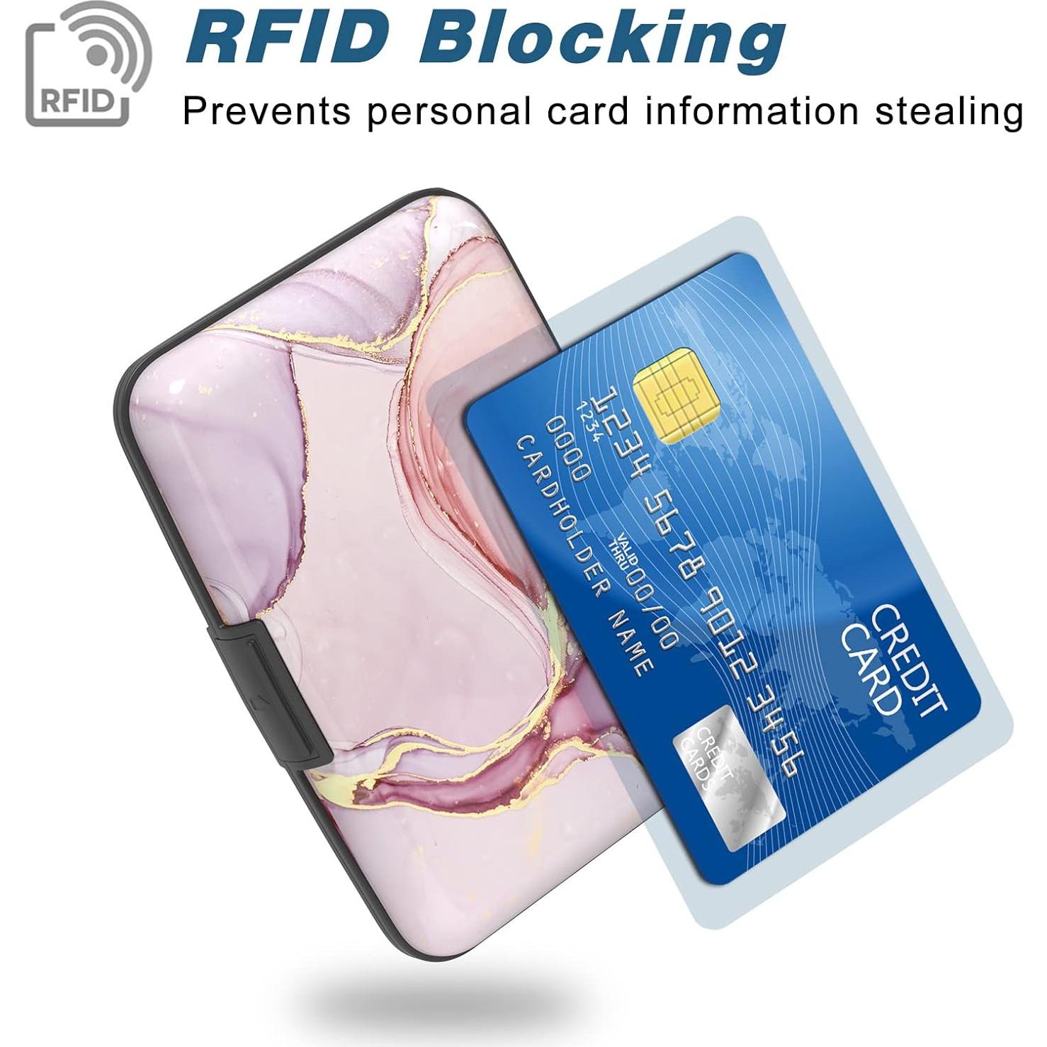 Portatarjetas de Crédito Aluminio Atufsuat Mármol Rosa RFID