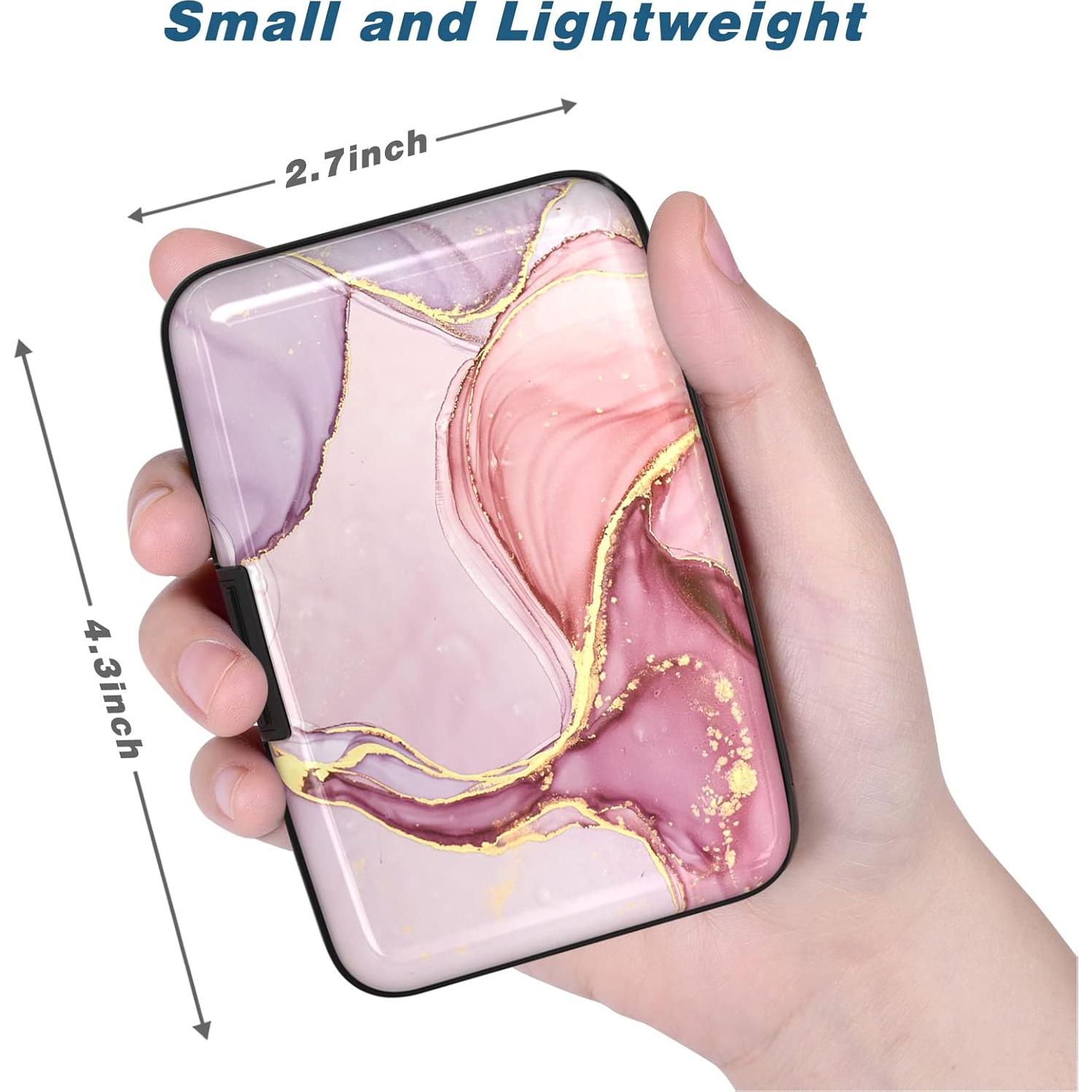 Portatarjetas de Crédito Aluminio Atufsuat Mármol Rosa RFID