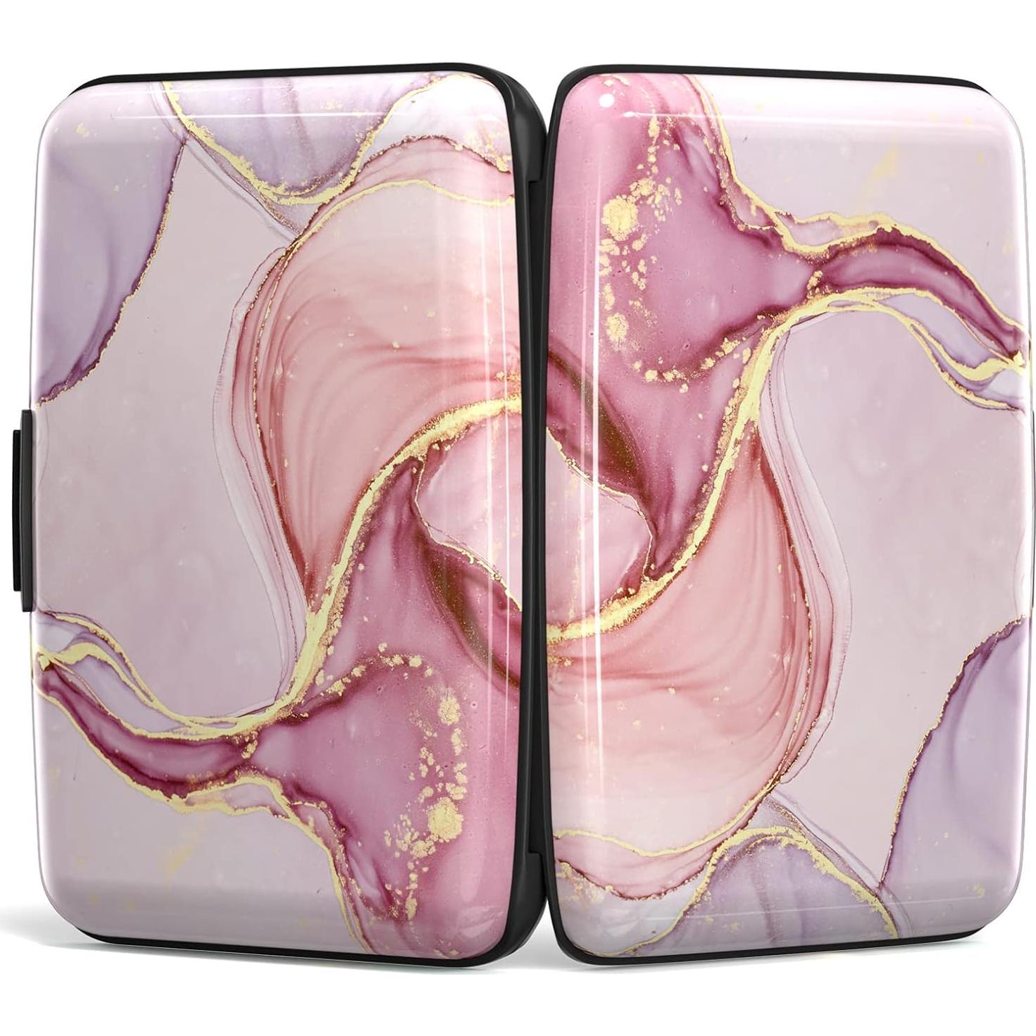 Portatarjetas de Crédito Aluminio Atufsuat Mármol Rosa RFID