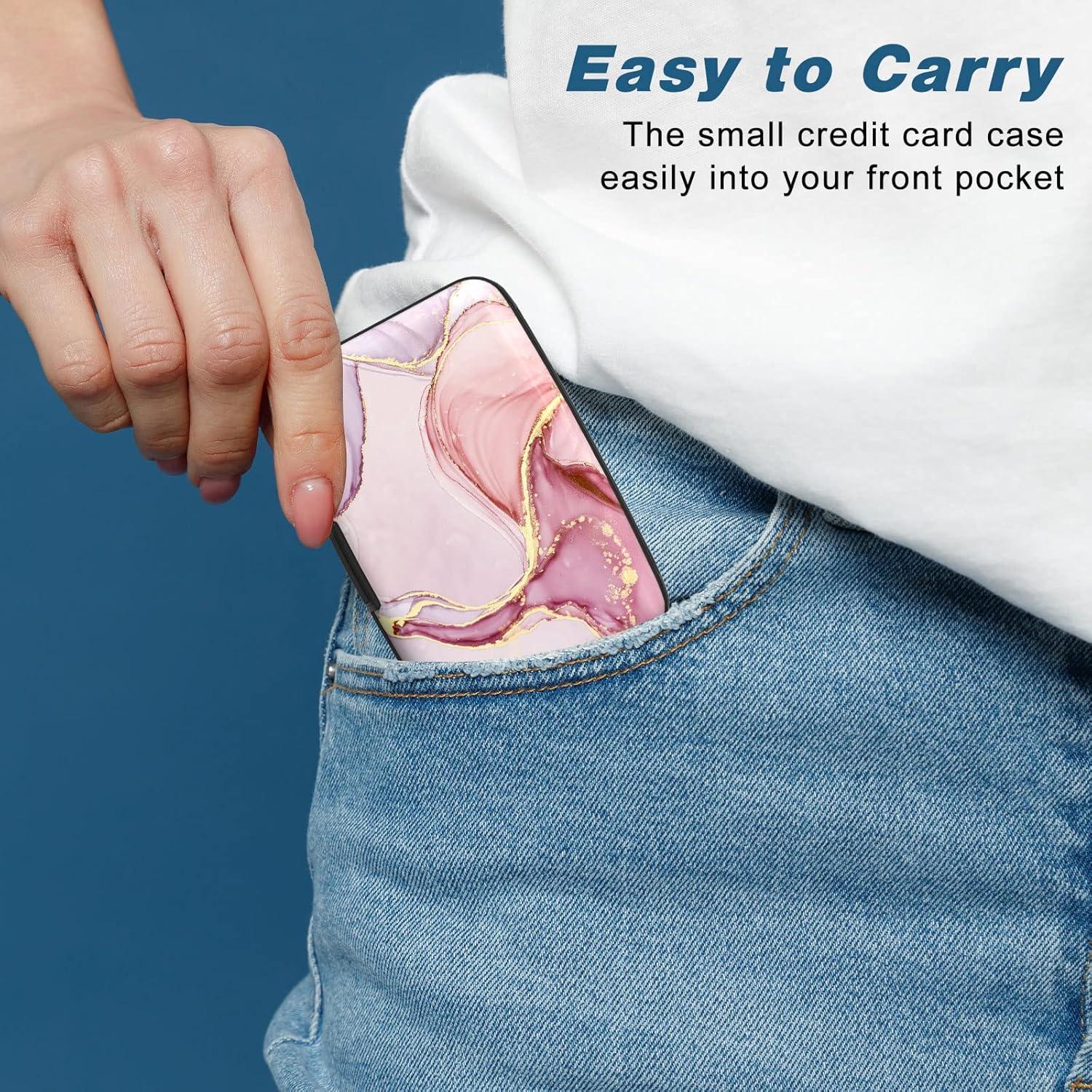 Portatarjetas de Crédito Aluminio Atufsuat Mármol Rosa RFID