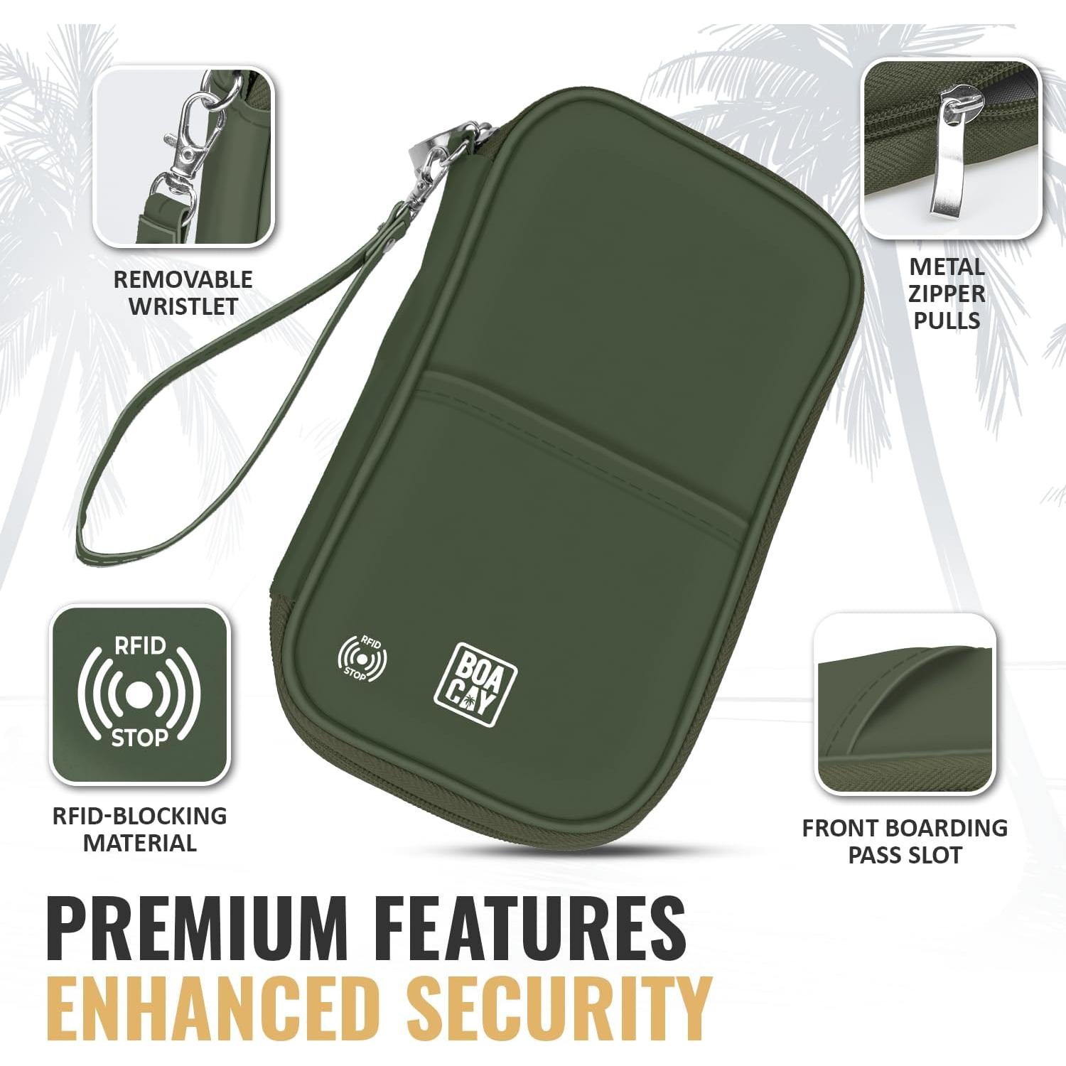 Organizador de Documentos de Viaje BOACAY con RFID - Portapasaportes Impermeable