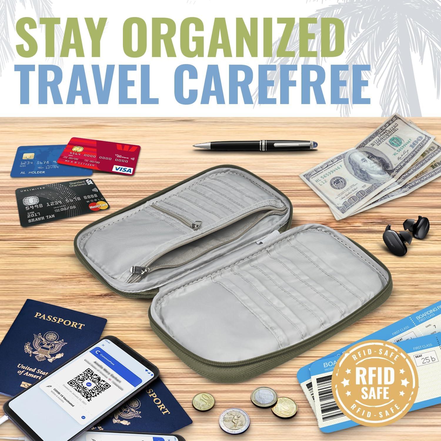 Organizador de Documentos de Viaje BOACAY con RFID - Portapasaportes Impermeable