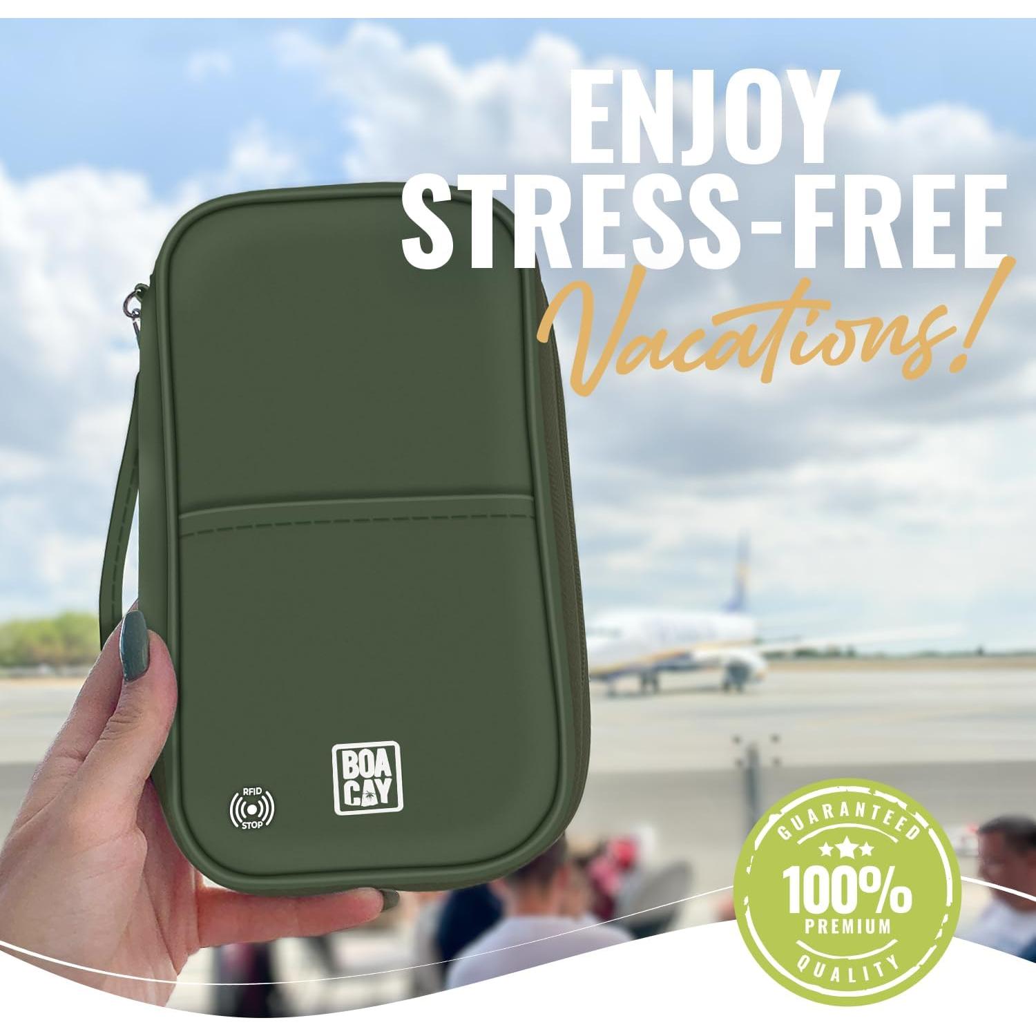 Organizador de Documentos de Viaje BOACAY con RFID - Portapasaportes Impermeable