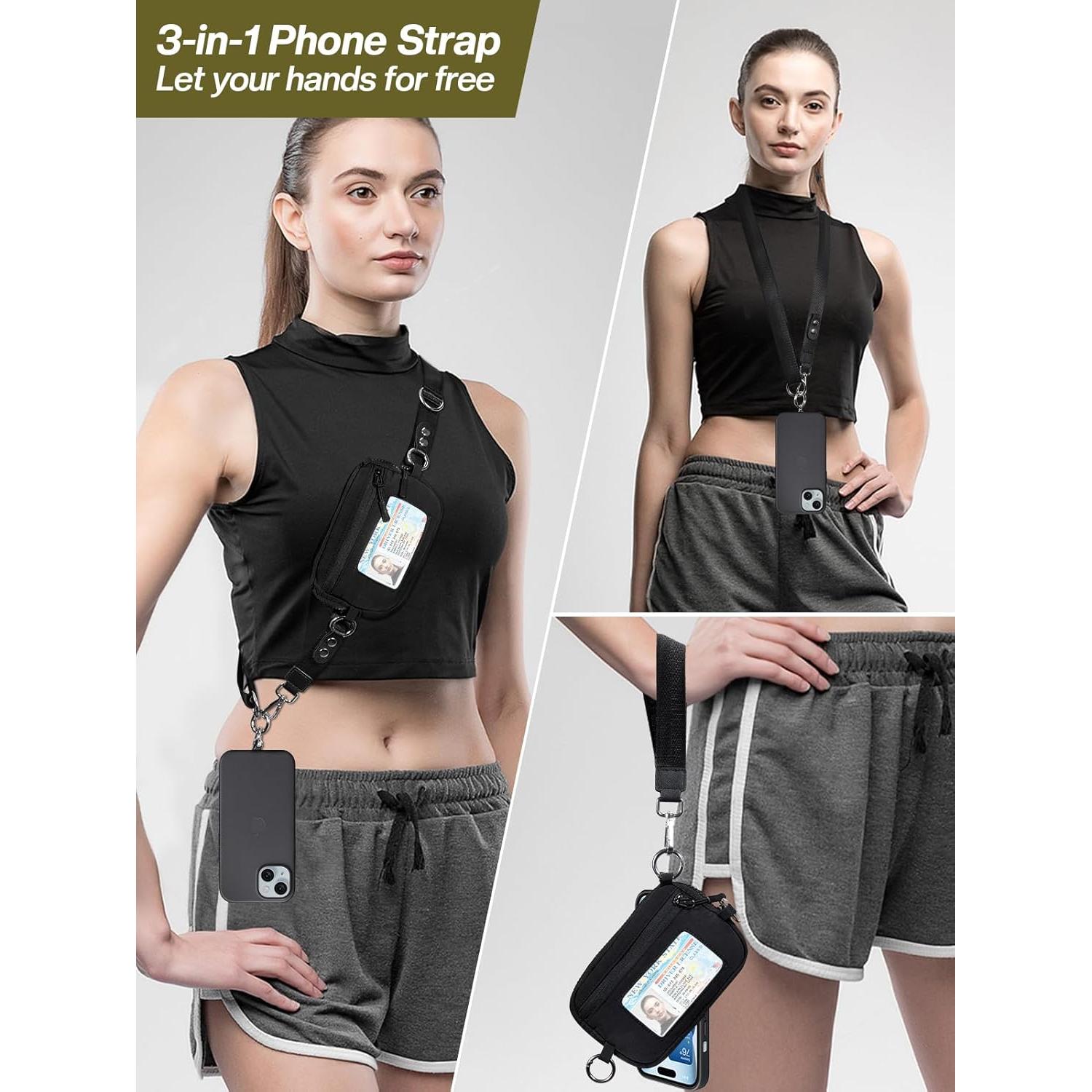 Correa Cruzada Tiostep con Cartera Desmontable RFID Negra