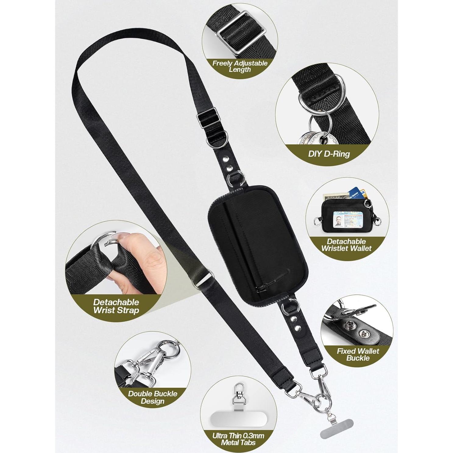 Correa Cruzada Tiostep con Cartera Desmontable RFID Negra