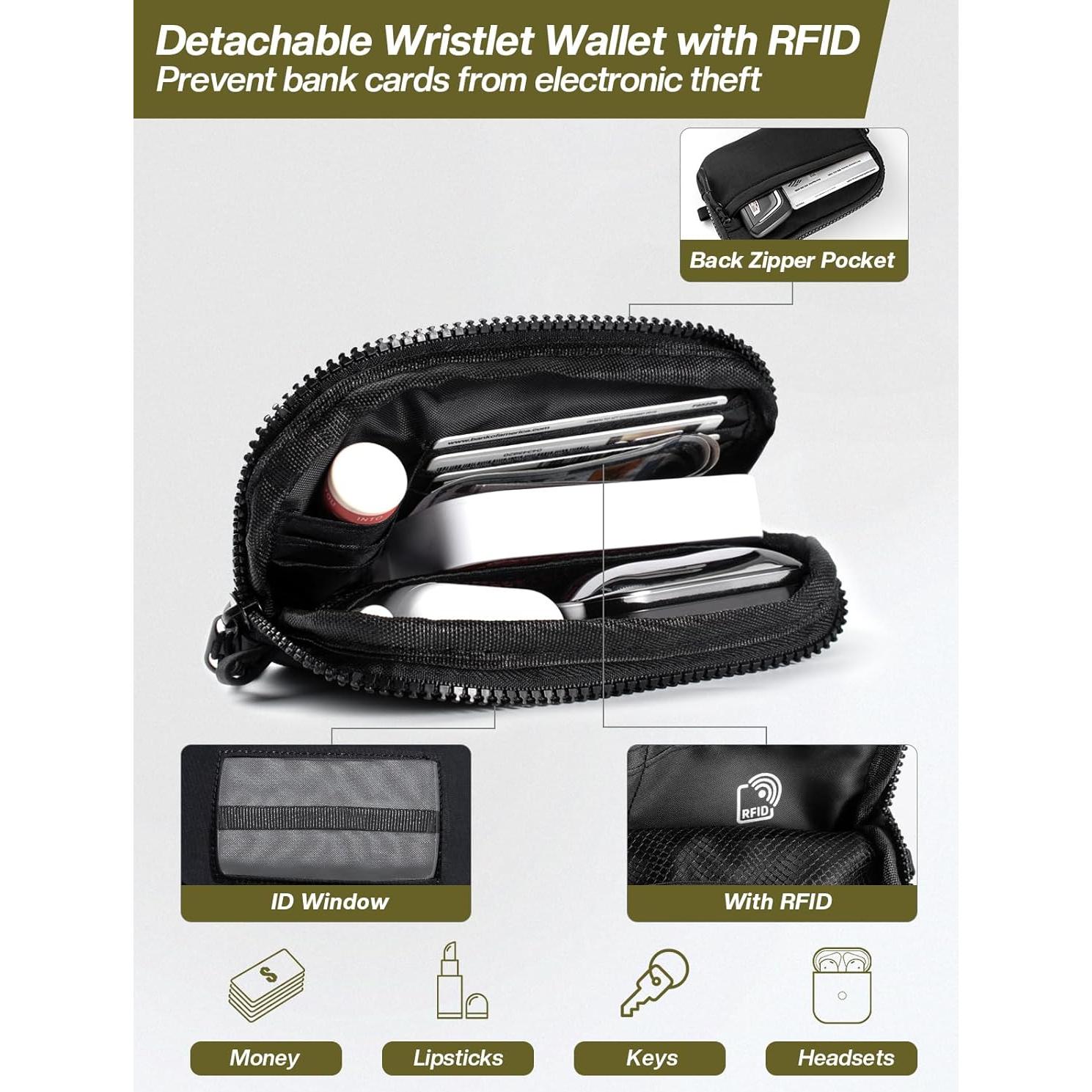 Correa Cruzada Tiostep con Cartera Desmontable RFID Negra